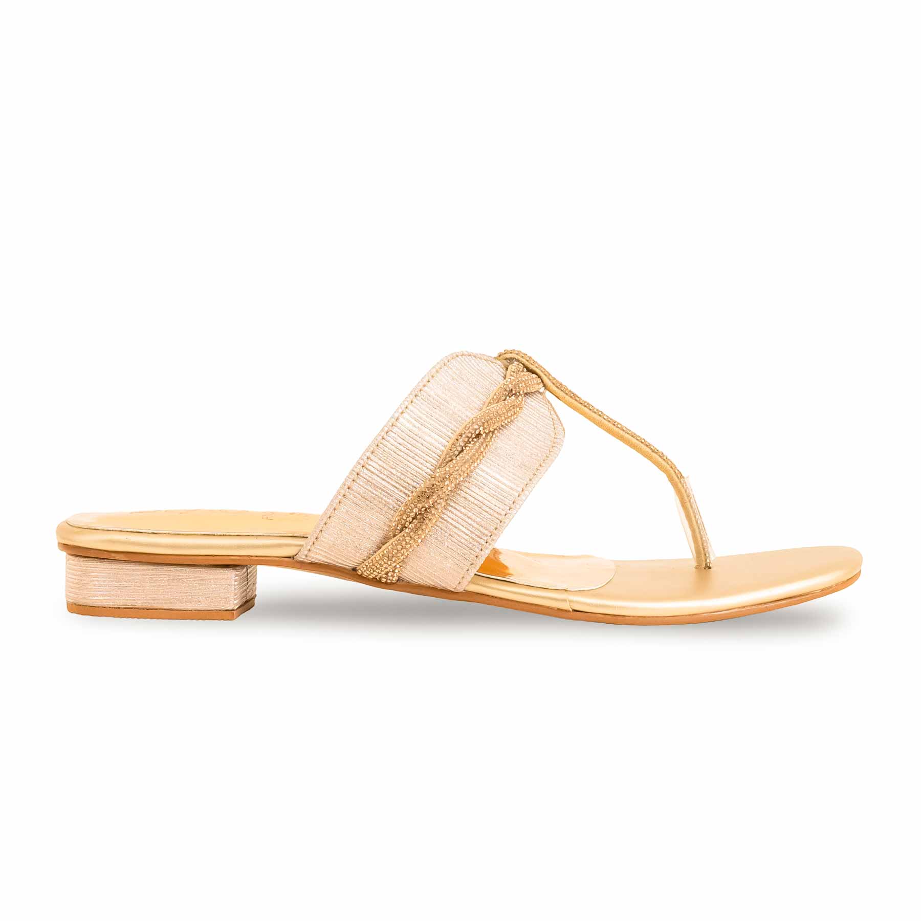 Golden Fancy Chappal For Ladies FN0803 - Image 2