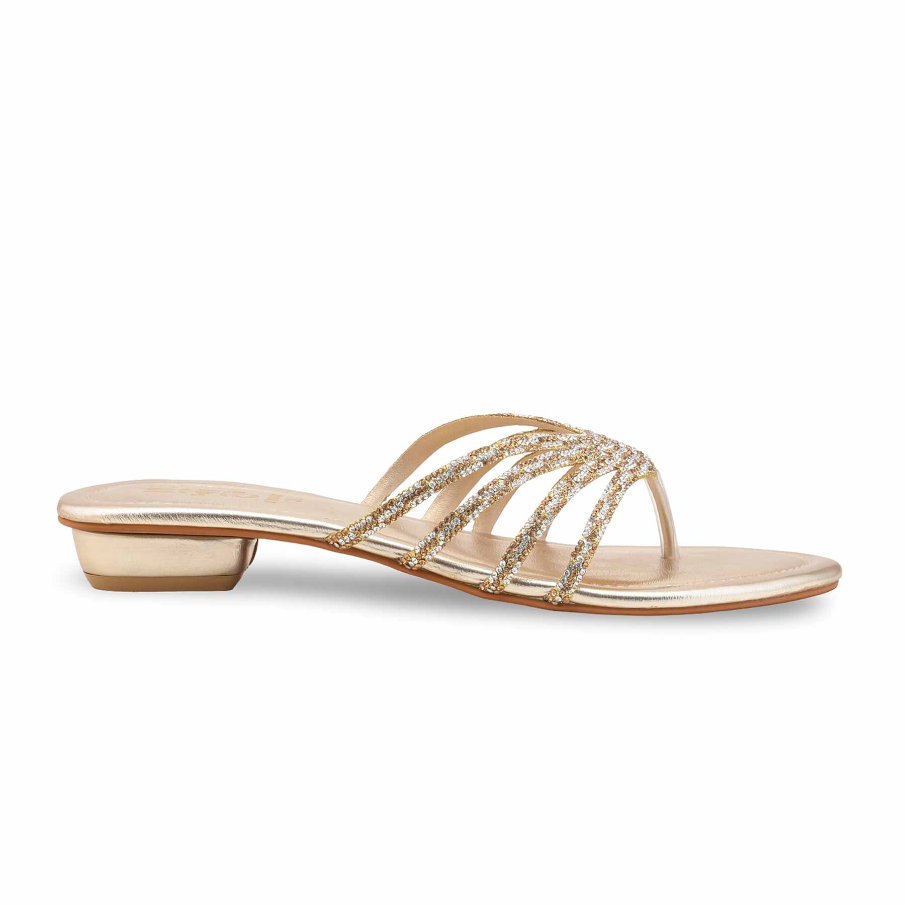Golden Fancy Chappal For Ladies FN0837 - Image 2