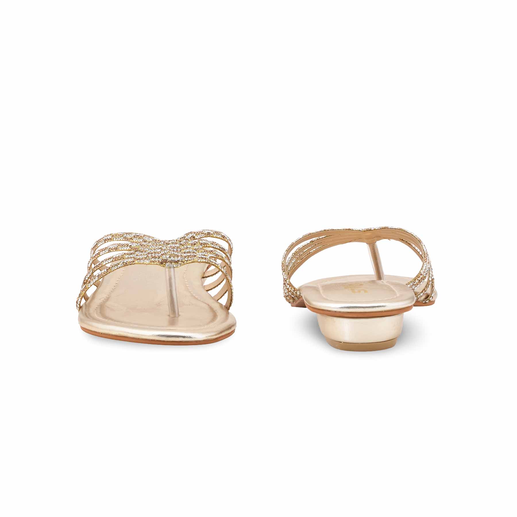 Golden Fancy Chappal For Ladies FN0837 - Image 4