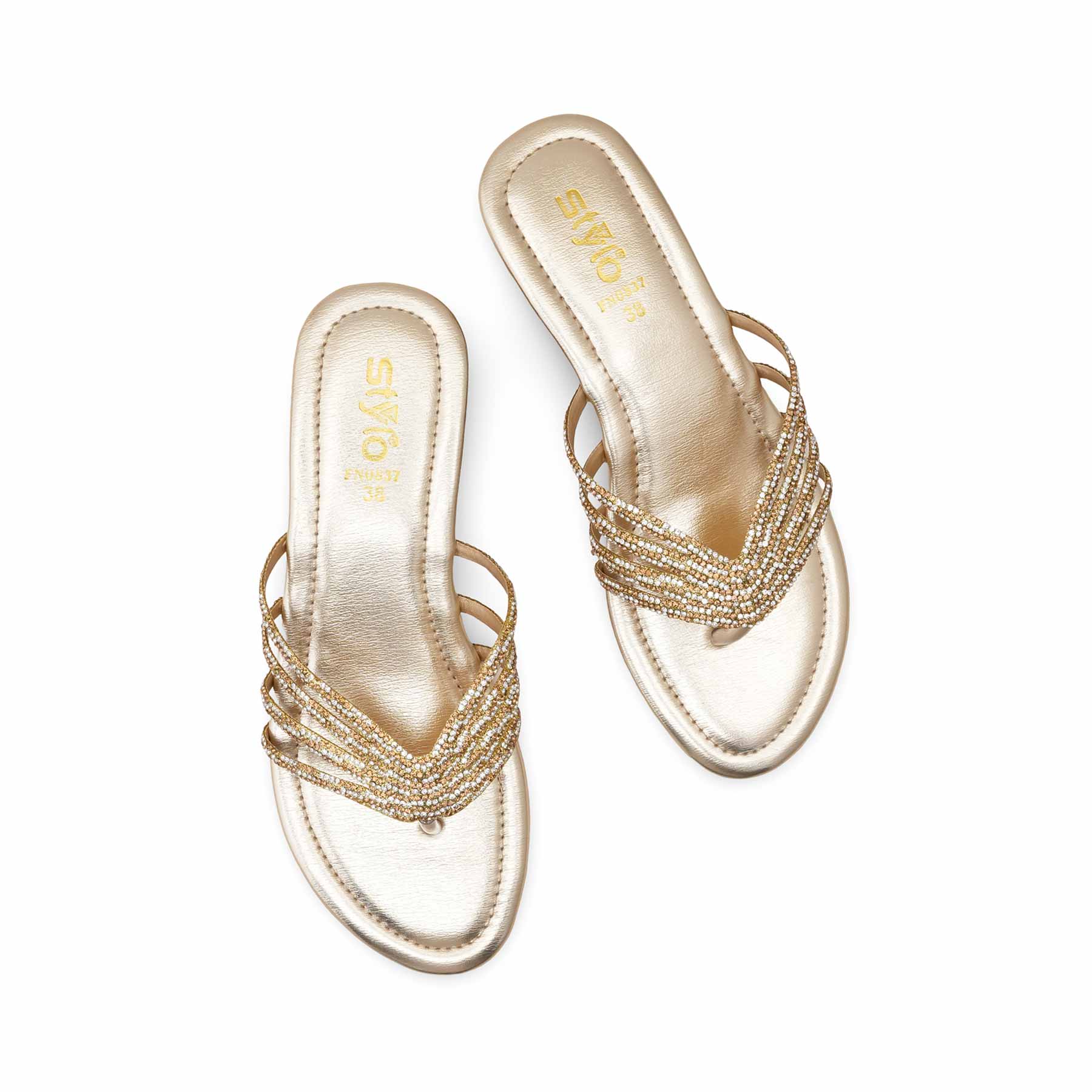 Golden Fancy Chappal For Ladies FN0837 - Image 5