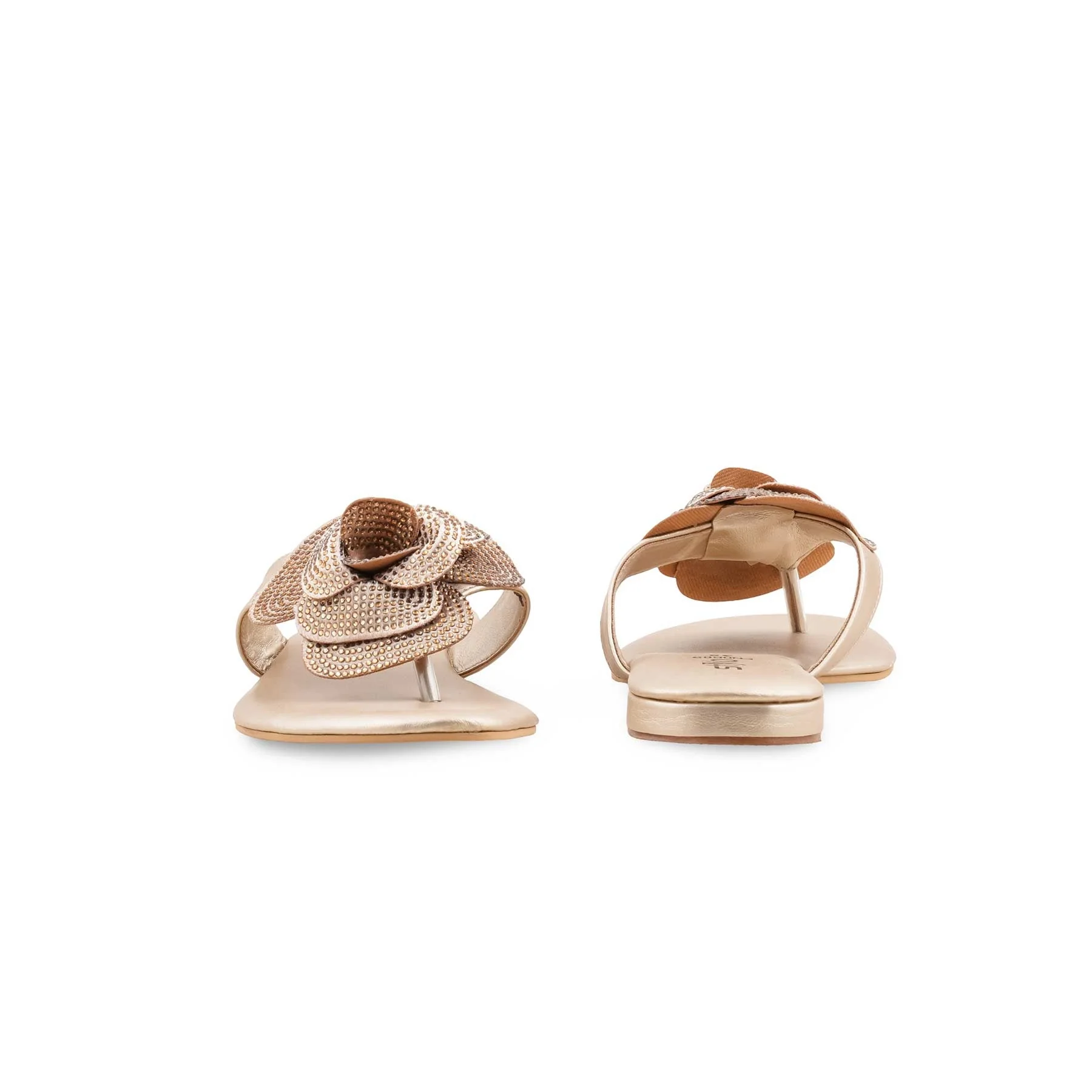Golden Fancy Chappal For Women FN0809 - Image 4