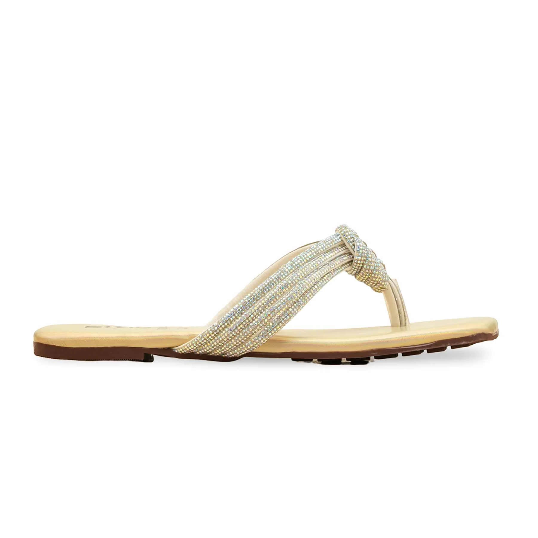 Golden Fancy Chappal For Women FN0814 - Image 2