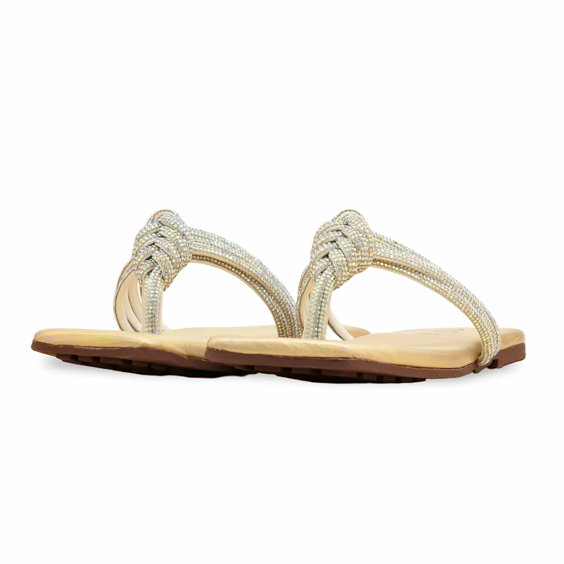 Golden Fancy Chappal For Women FN0814 - Image 3