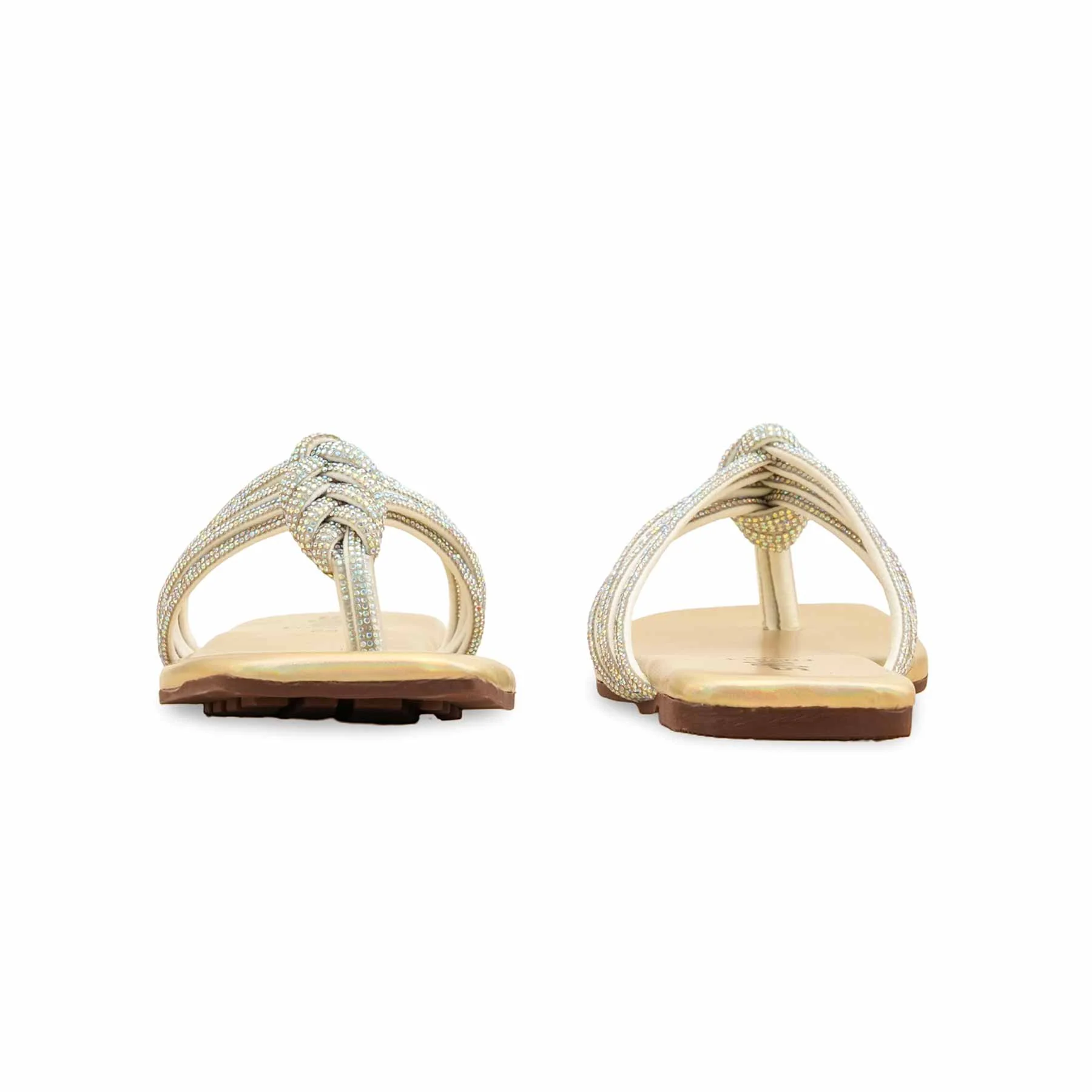 Golden Fancy Chappal For Women FN0814 - Image 4