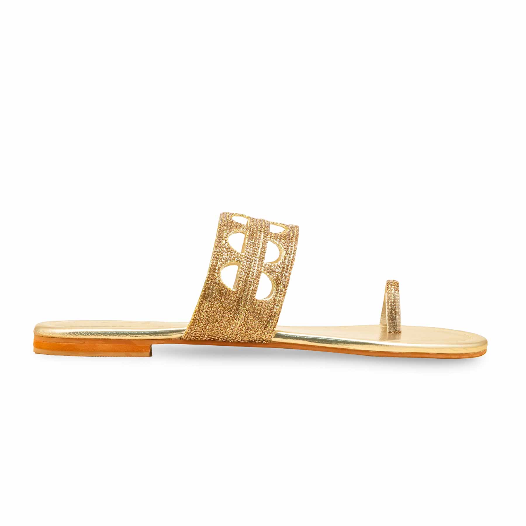 Golden Fancy Chappal For Women FN0816 - Image 2