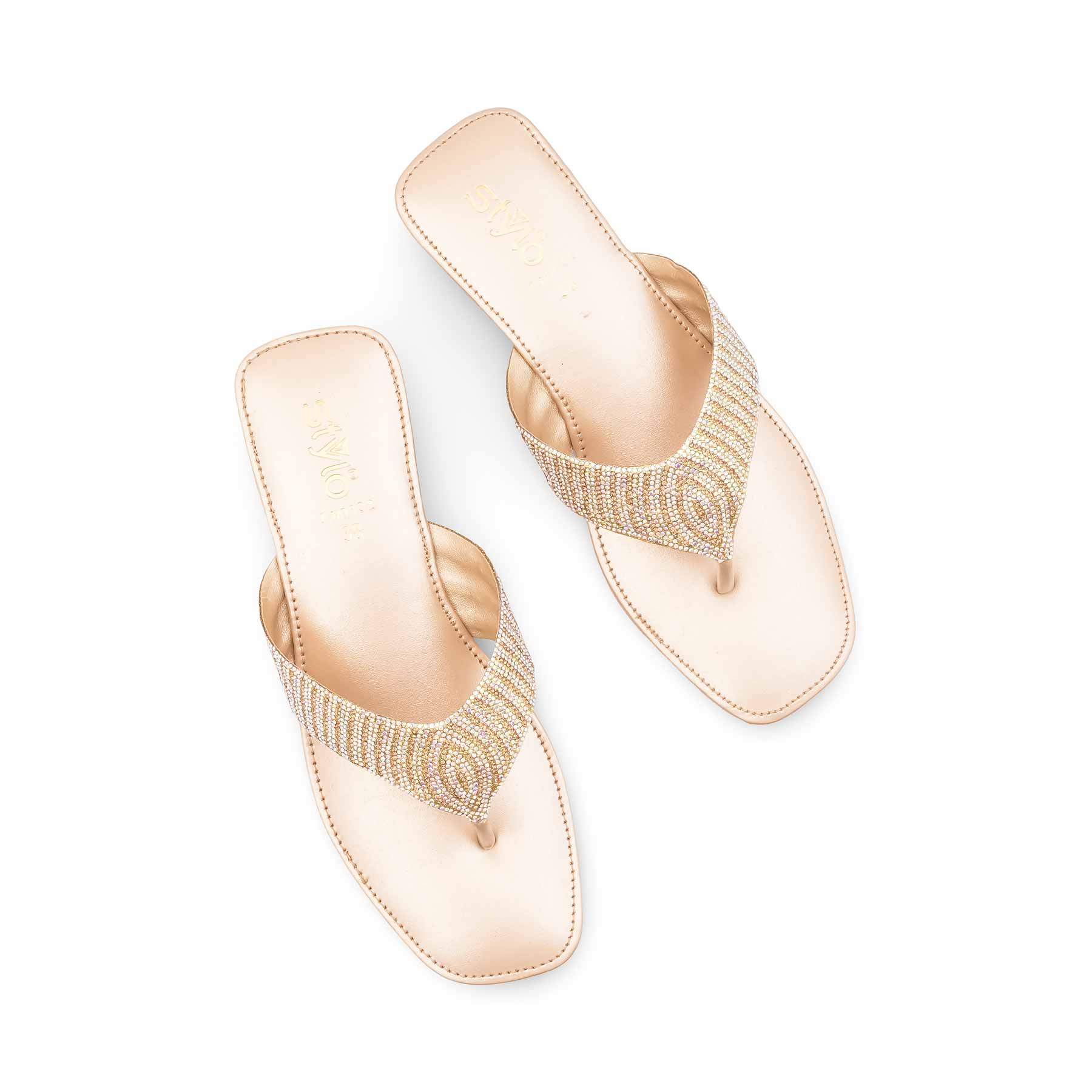 Golden Fancy Chappal For Women FN0832 - Image 5