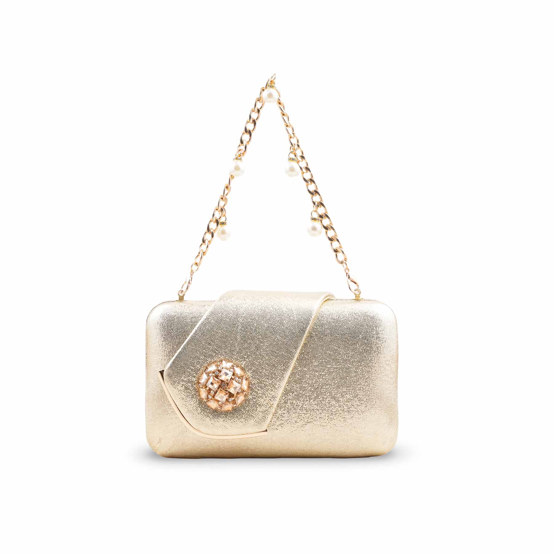 Golden Fancy Clutch For Ladies P24407 - Image 2