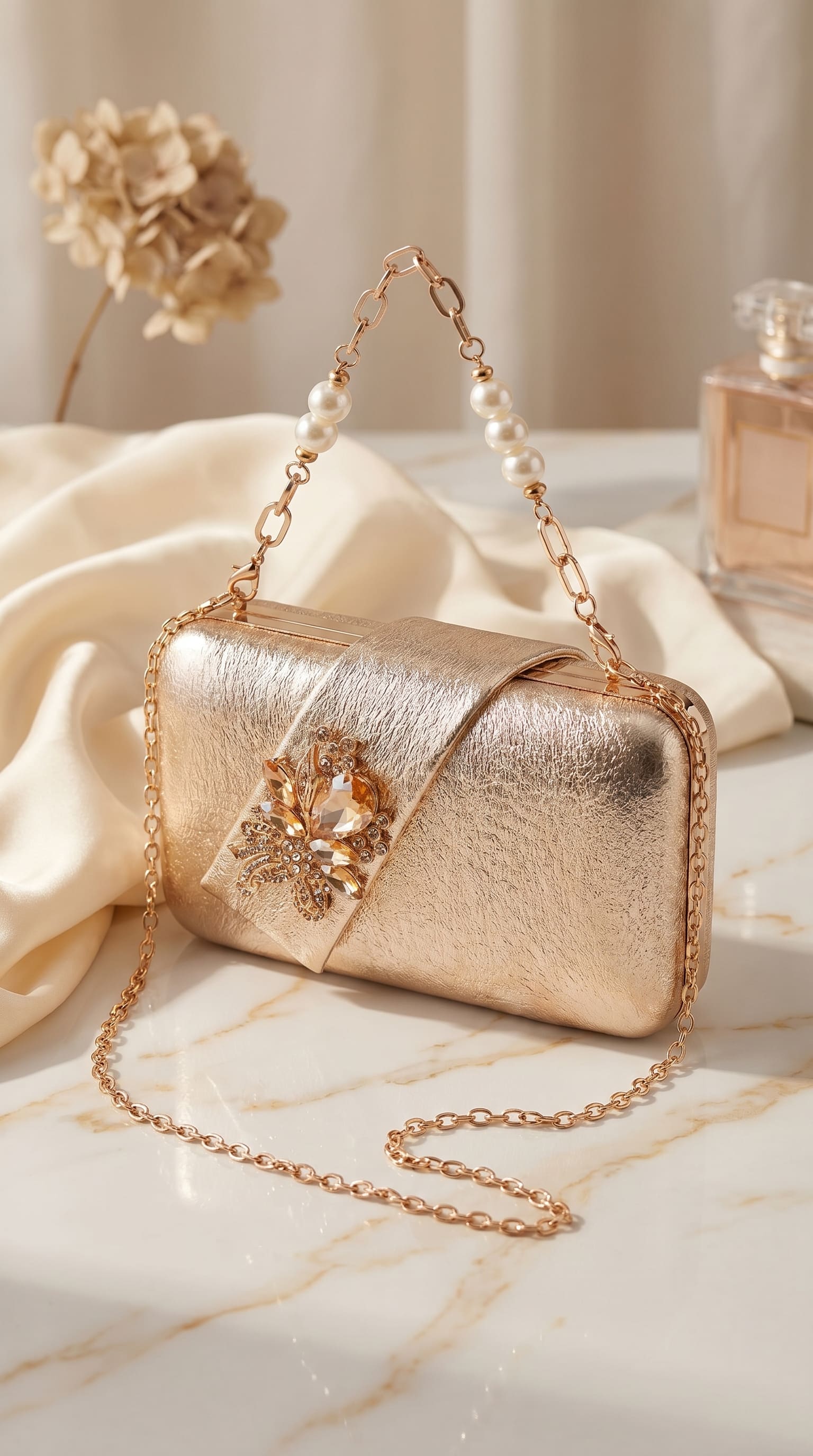 Golden Fancy Clutch For Ladies P24446