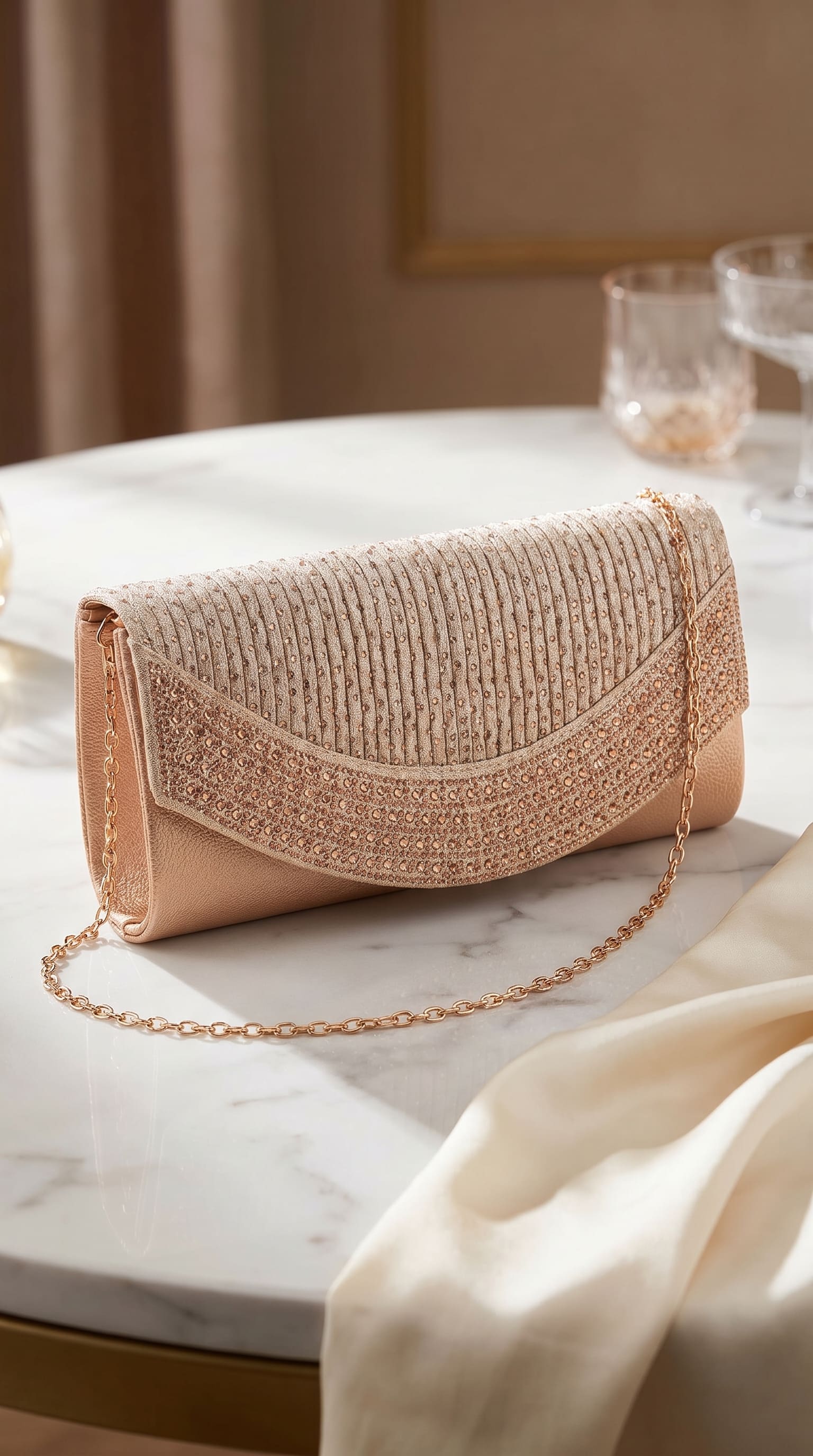 Golden Fancy Clutch For Ladies P24451
