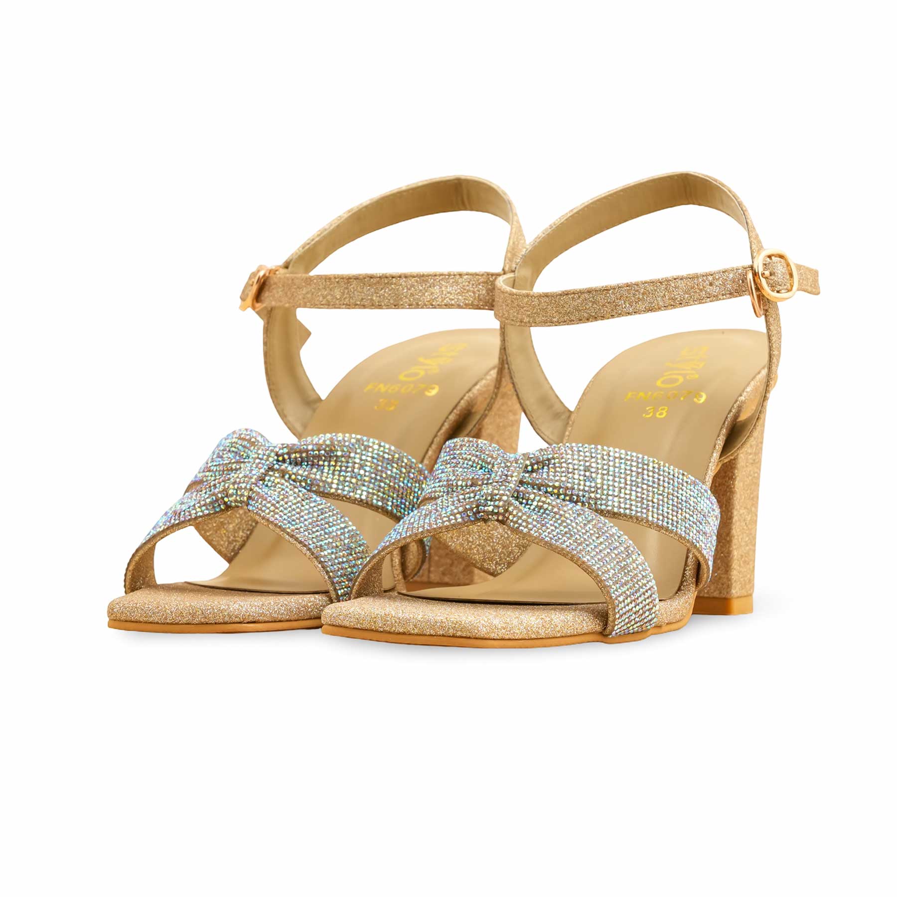 Golden Fancy Sandal For Ladies FN6079 - Image 3