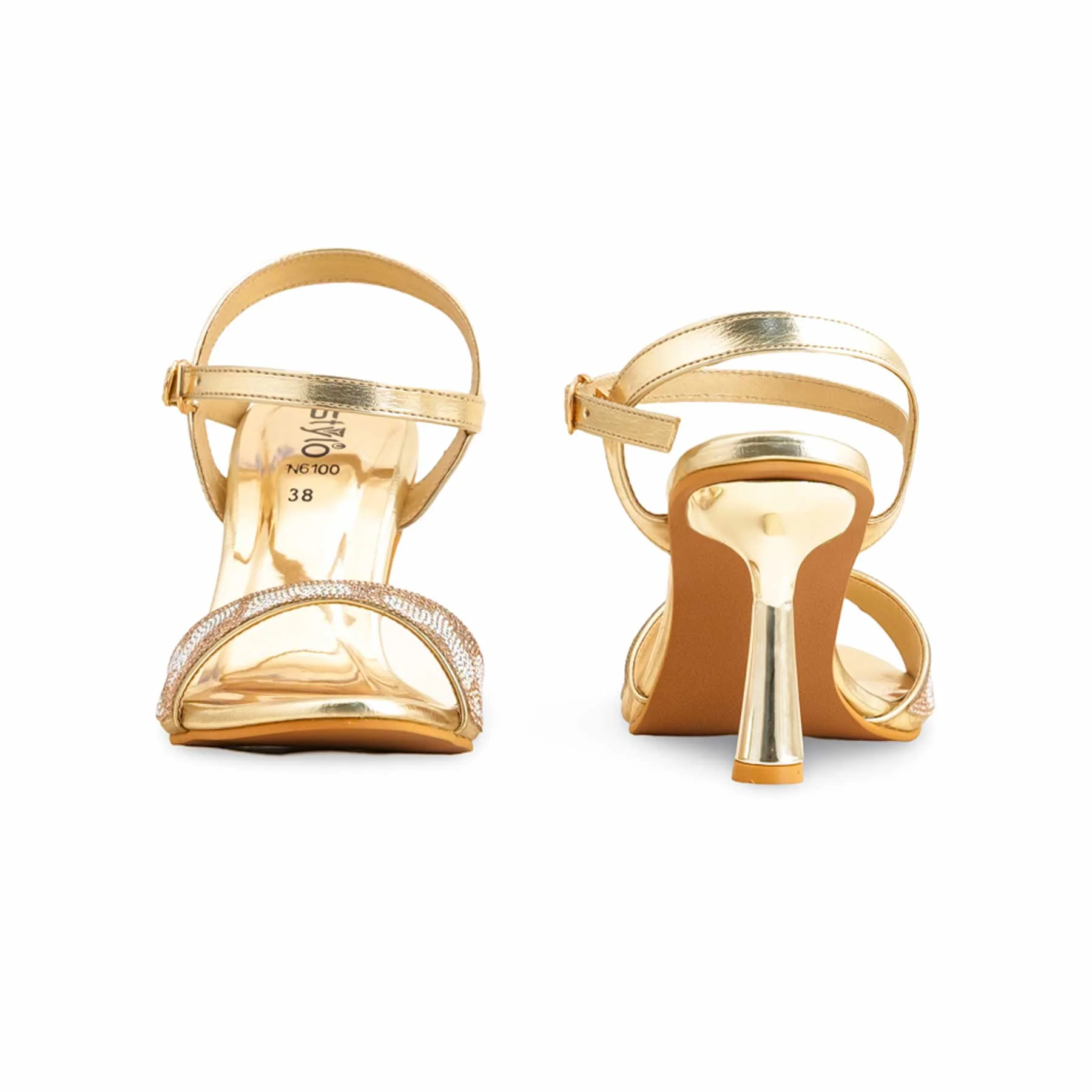 Golden Fancy Sandal For Ladies FN6100 - Image 4