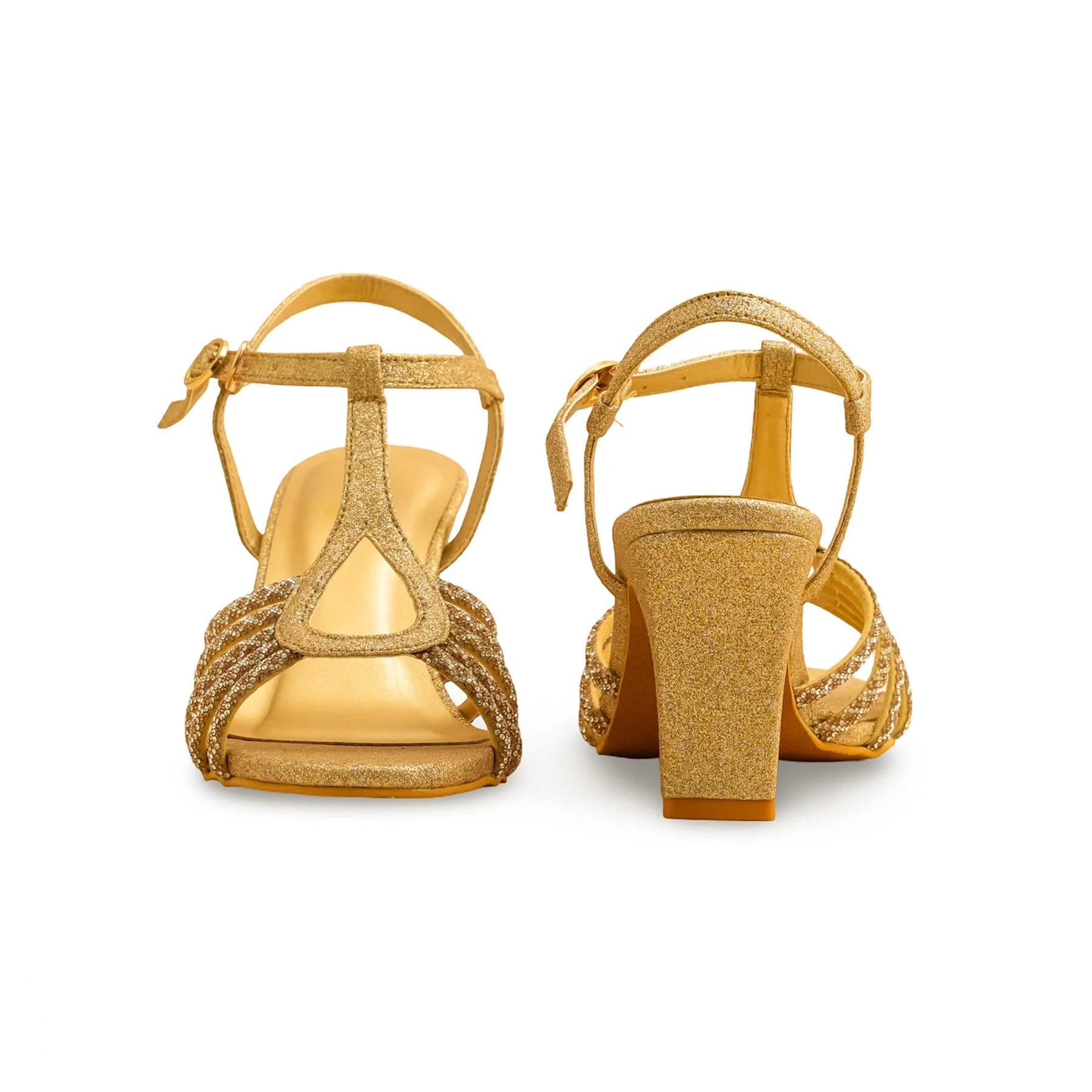Golden Fancy Sandal For Ladies FN6131 - Image 4
