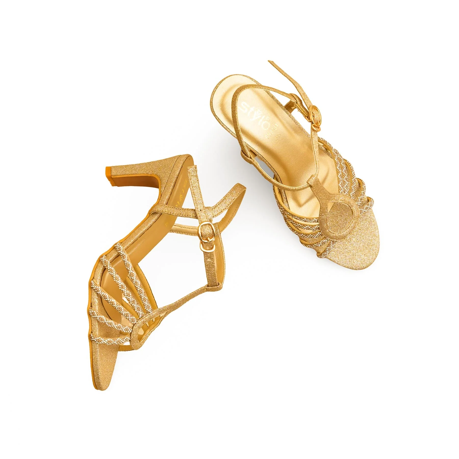 Golden Fancy Sandal For Ladies FN6131 - Image 5
