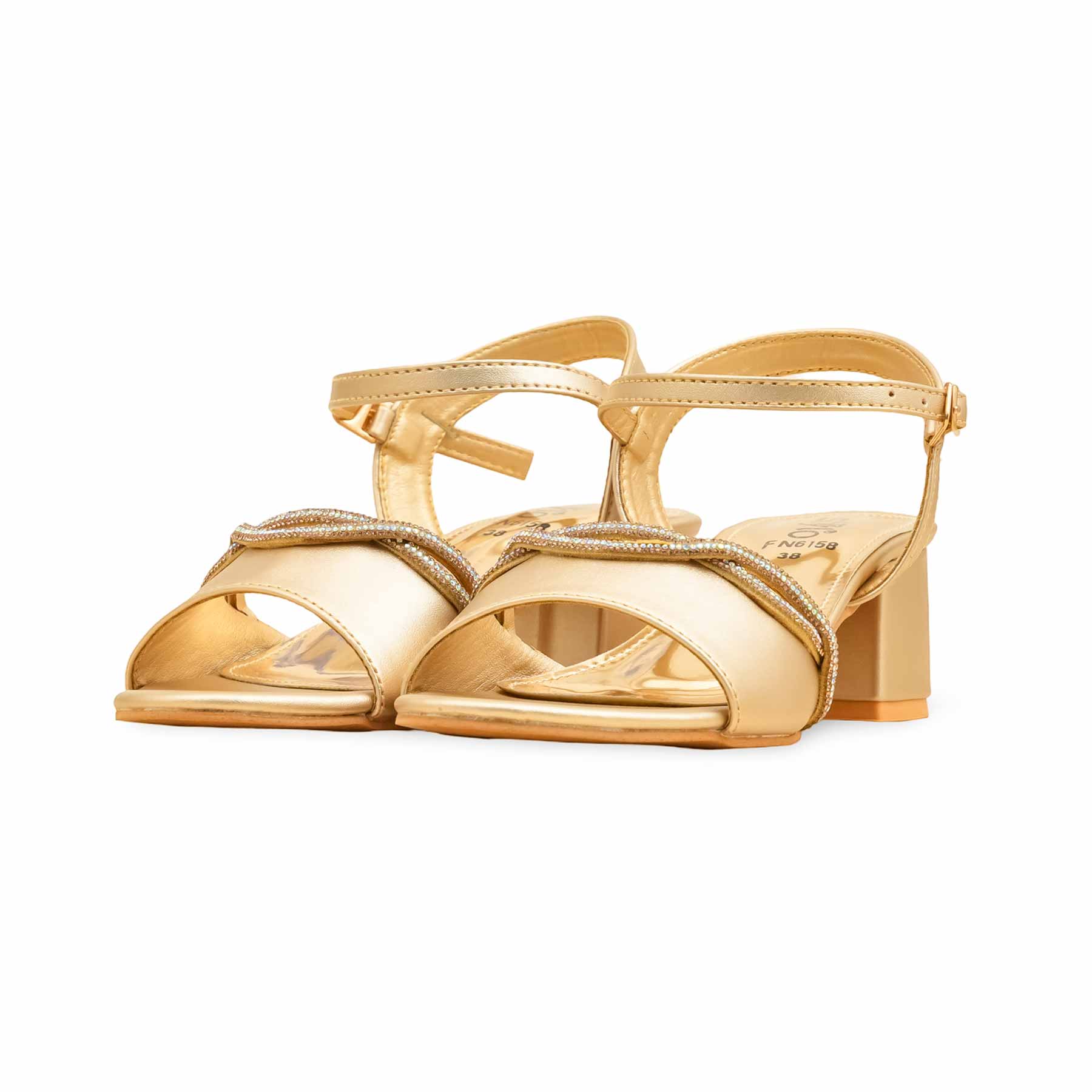 Golden Fancy Sandal For Ladies FN6158 - Image 3