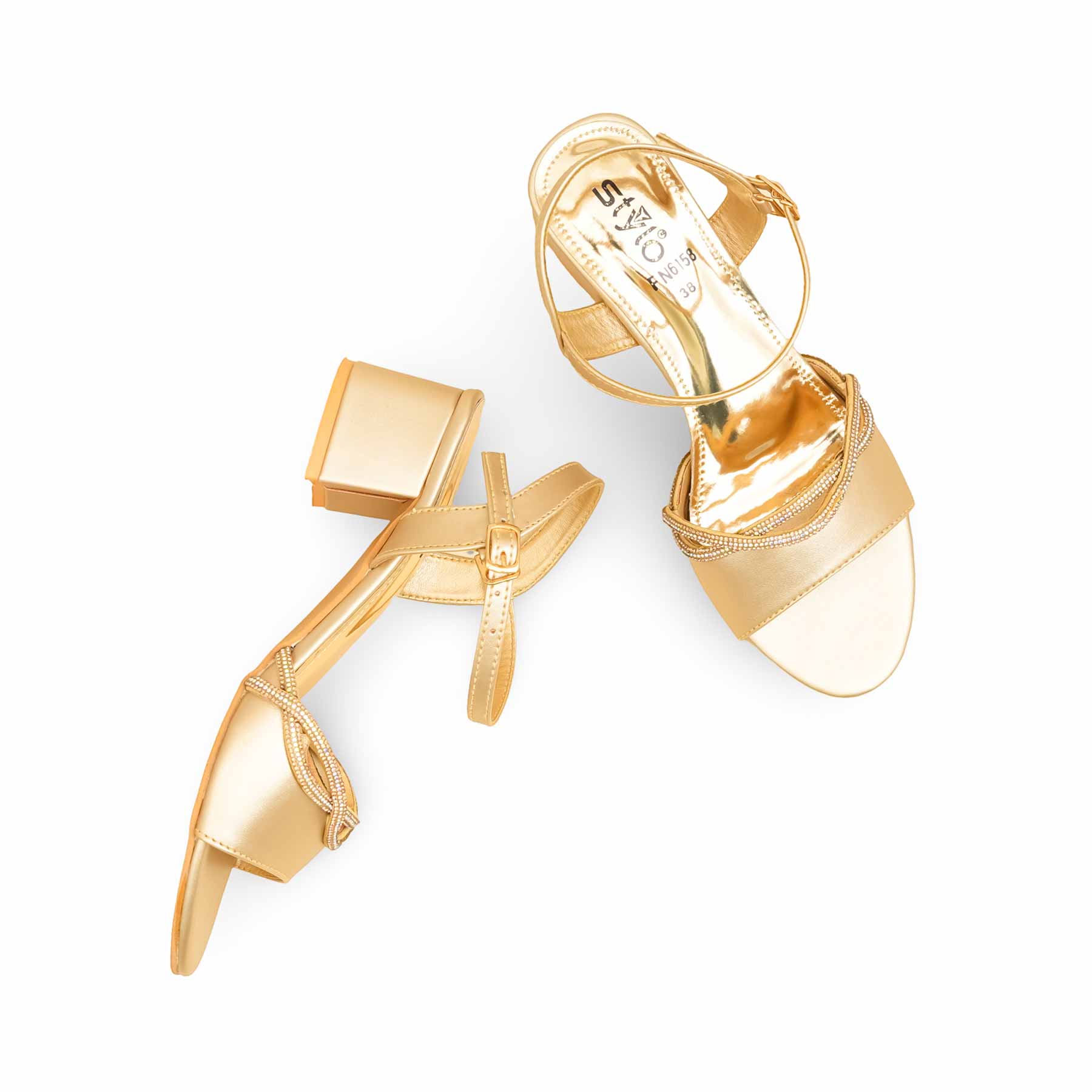Golden Fancy Sandal For Ladies FN6158 - Image 5