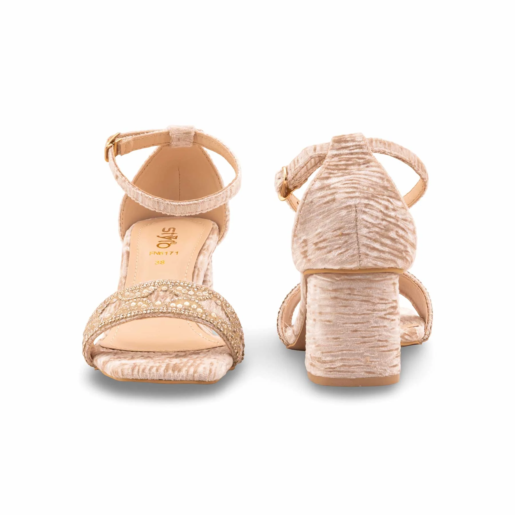 Golden Fancy Sandal For Ladies FN6171 - Image 4