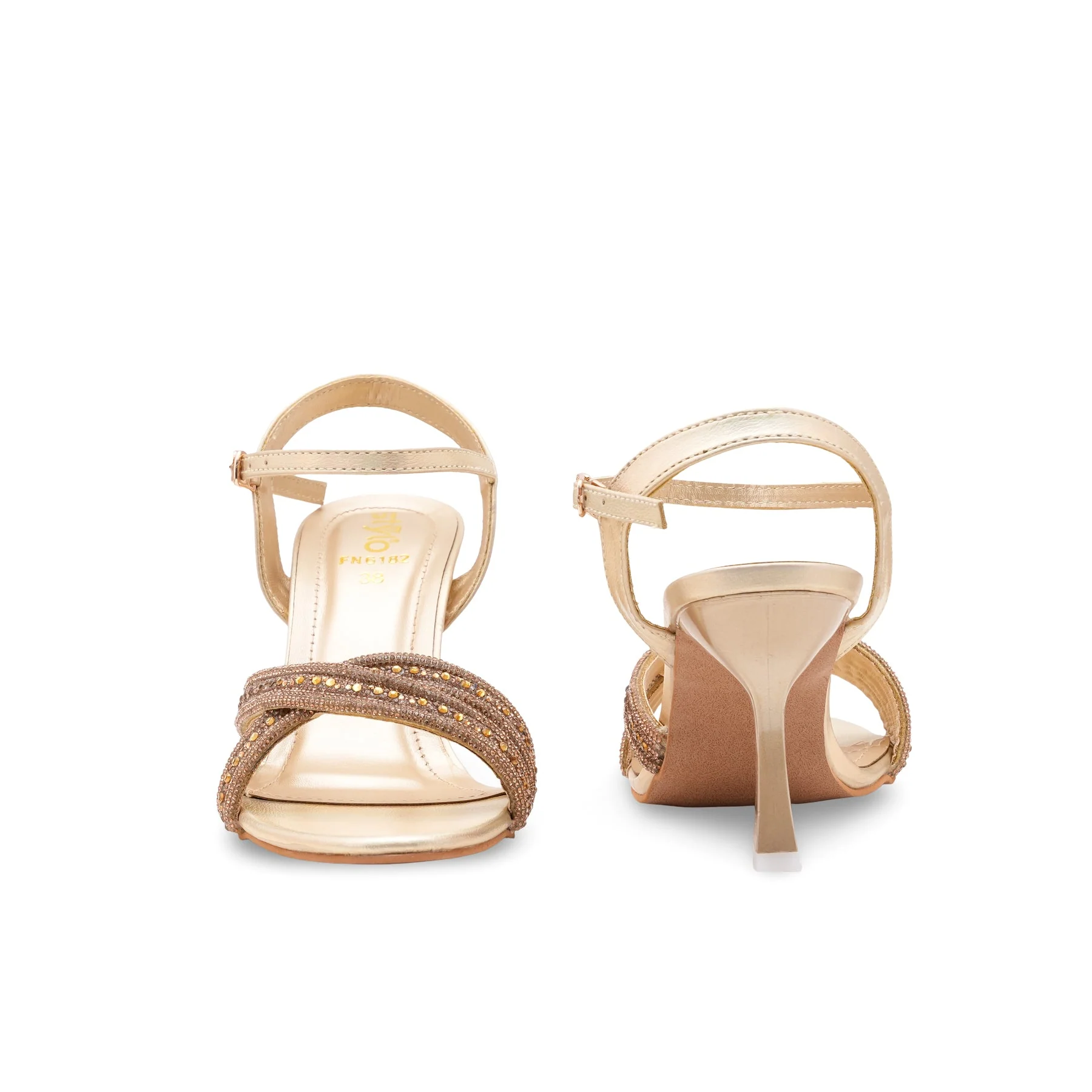 Golden Fancy Sandal For Ladies FN6182 - Image 4