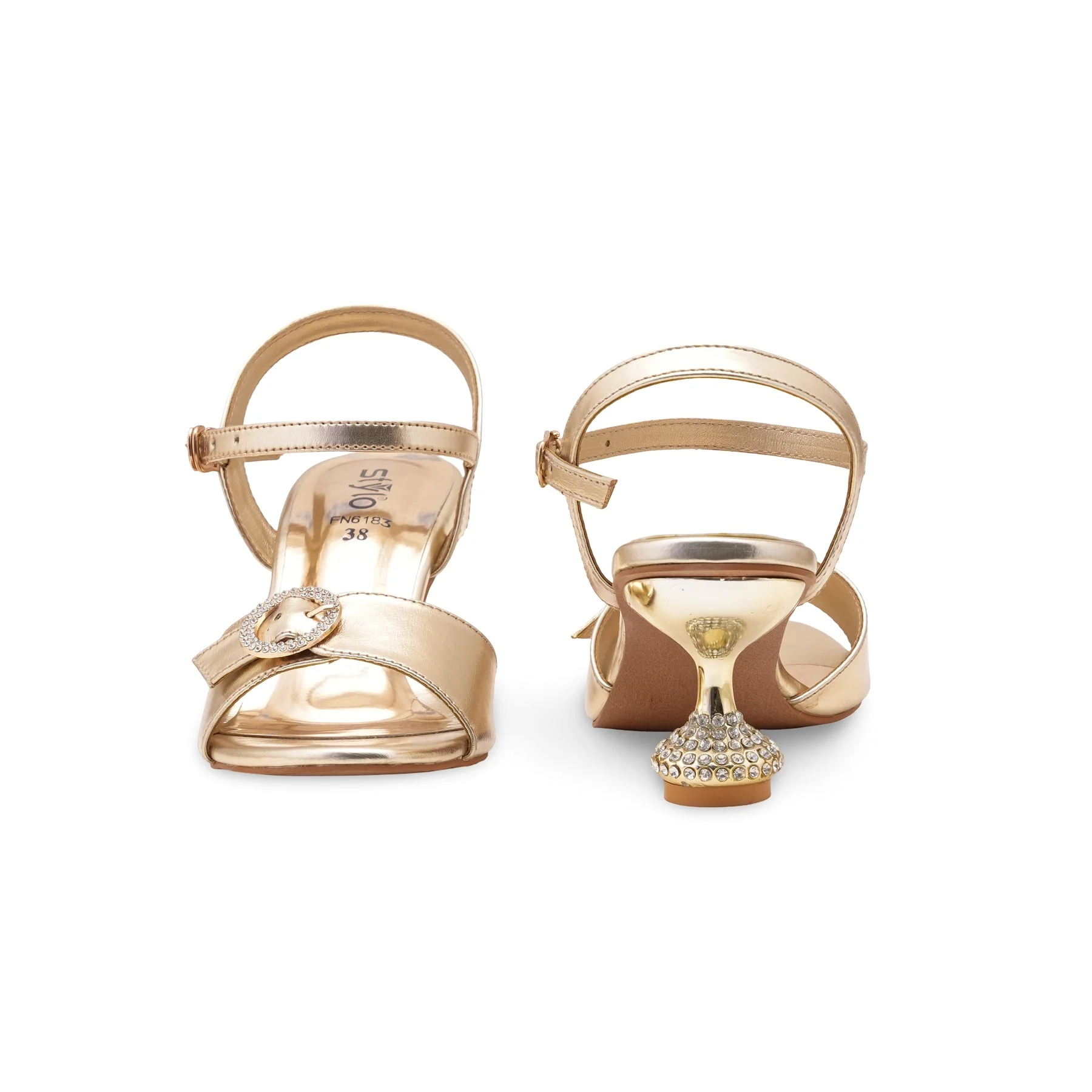 Golden Fancy Sandal For Ladies FN6183 - Image 4