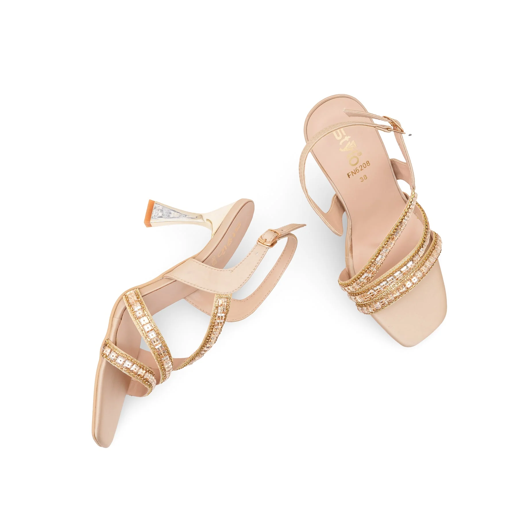 Golden Fancy Sandal For Ladies FN6208 - Image 5