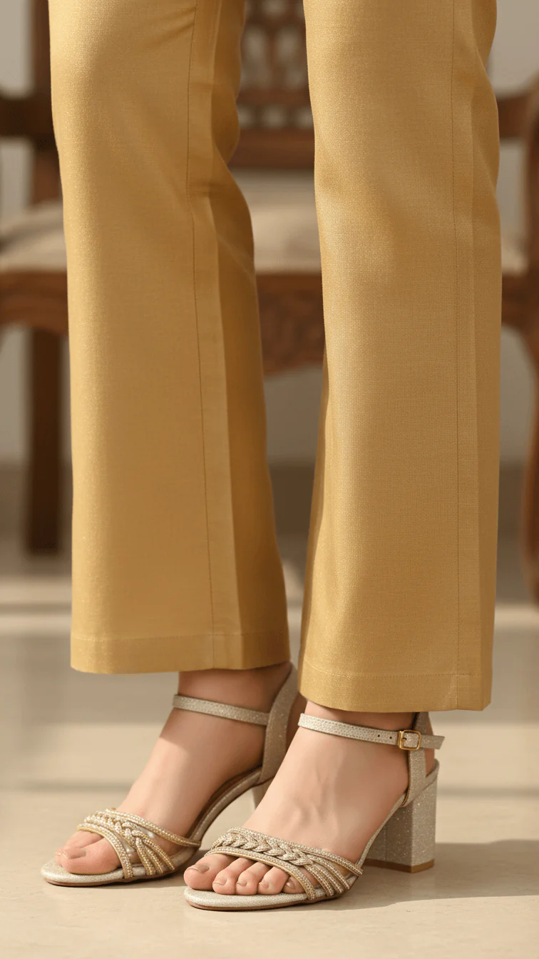 Golden Fancy Sandal For Ladies FN6228