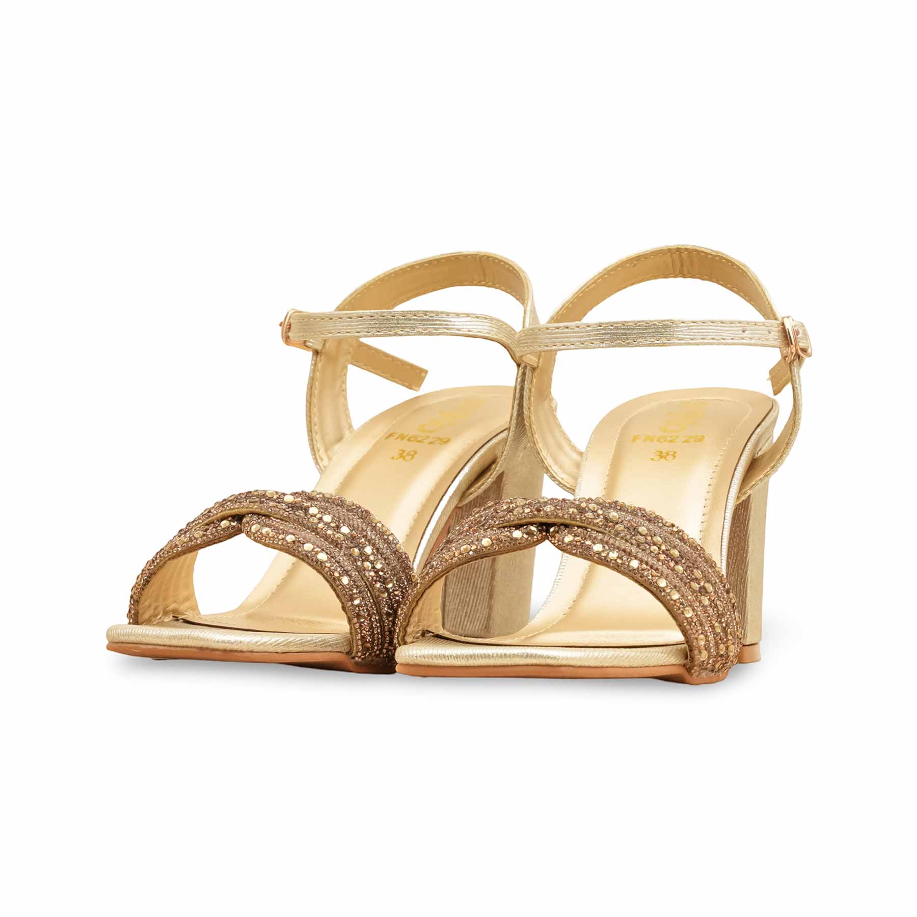 Golden Fancy Sandal For Ladies FN6229 - Image 3