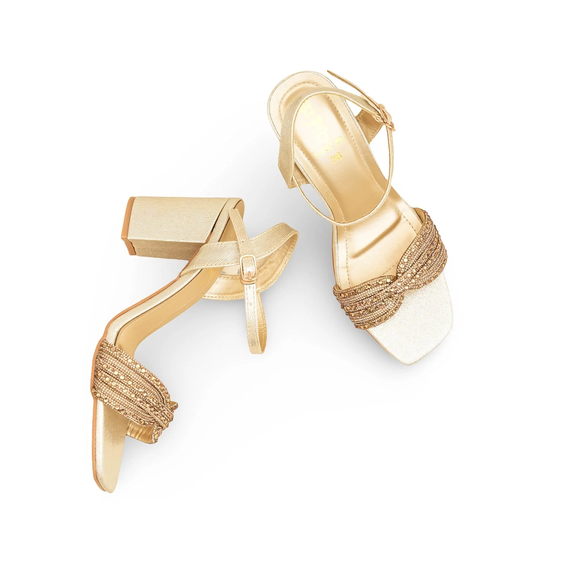 Golden Fancy Sandal For Ladies FN6229 - Image 5