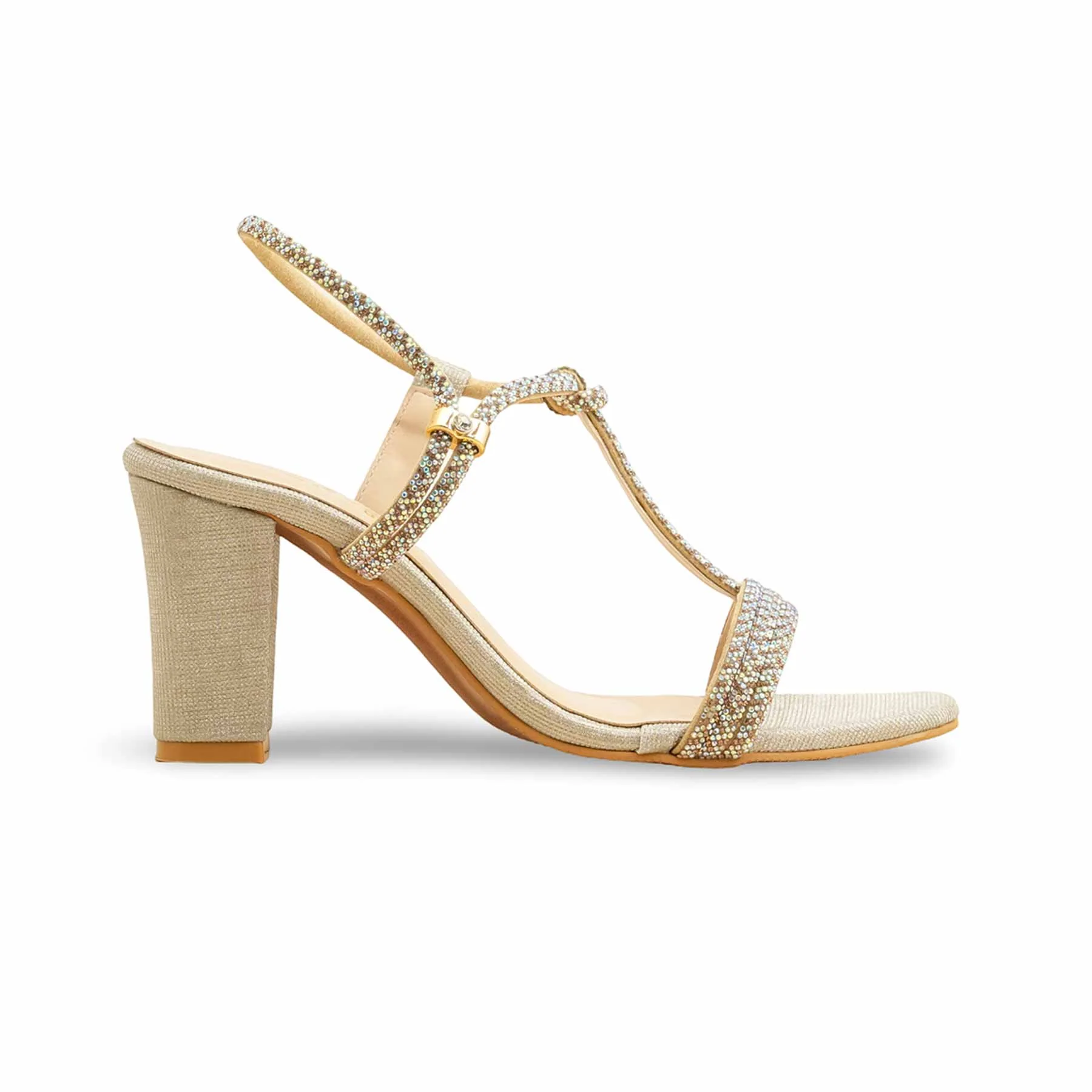 Golden Fancy Sandal For Ladies FN6247 - Image 2