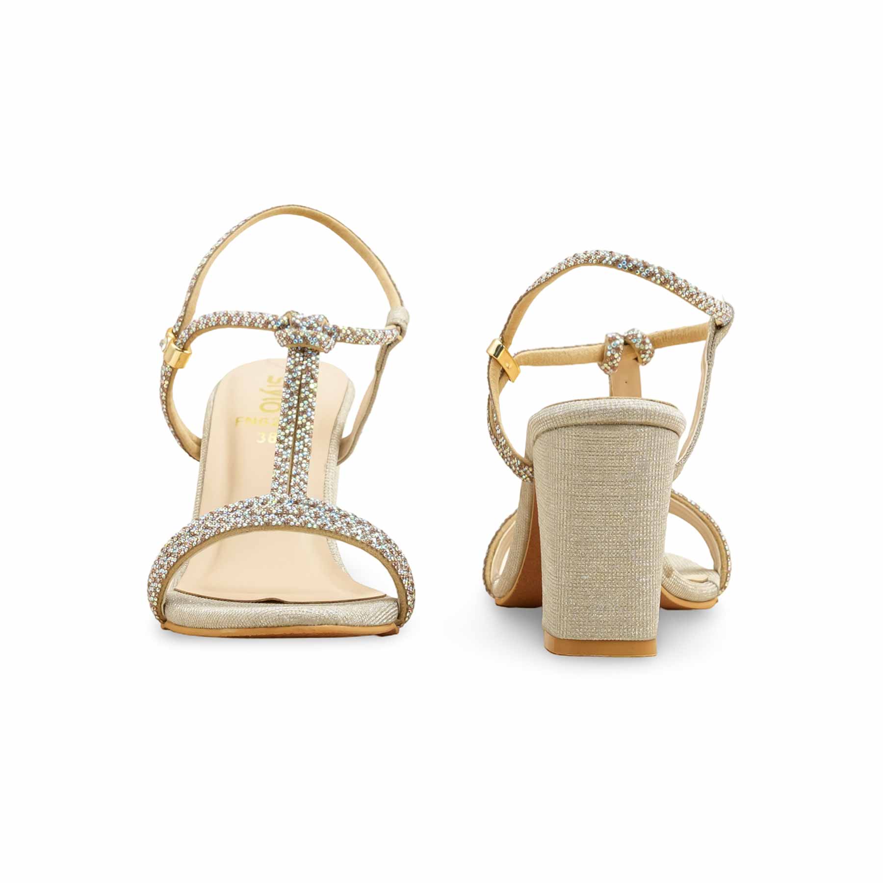 Golden Fancy Sandal For Ladies FN6247 - Image 4