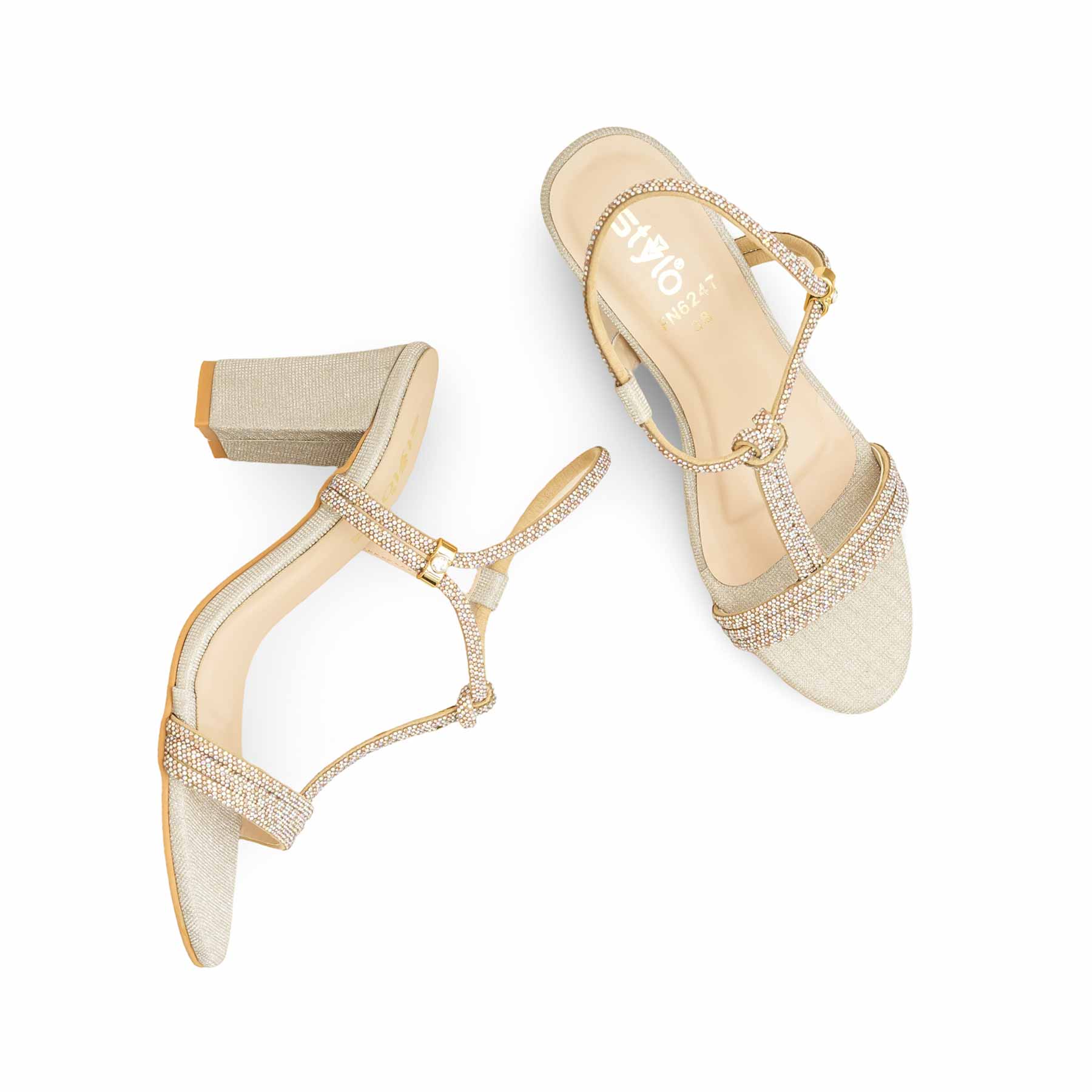 Golden Fancy Sandal For Ladies FN6247 - Image 5