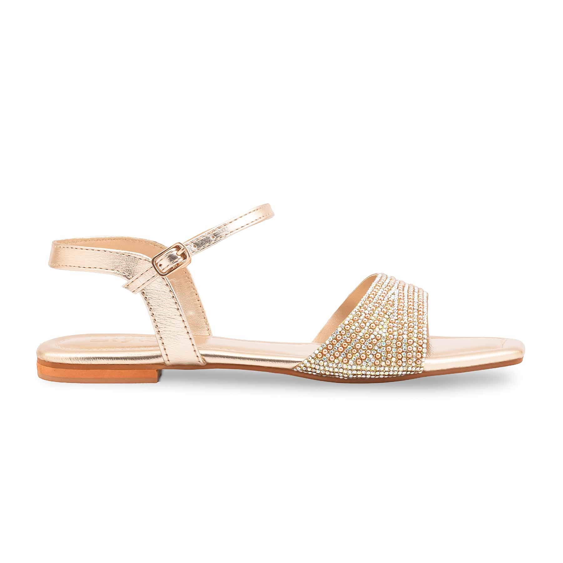 Golden Fancy Sandal For Ladies FN6297 - Image 2