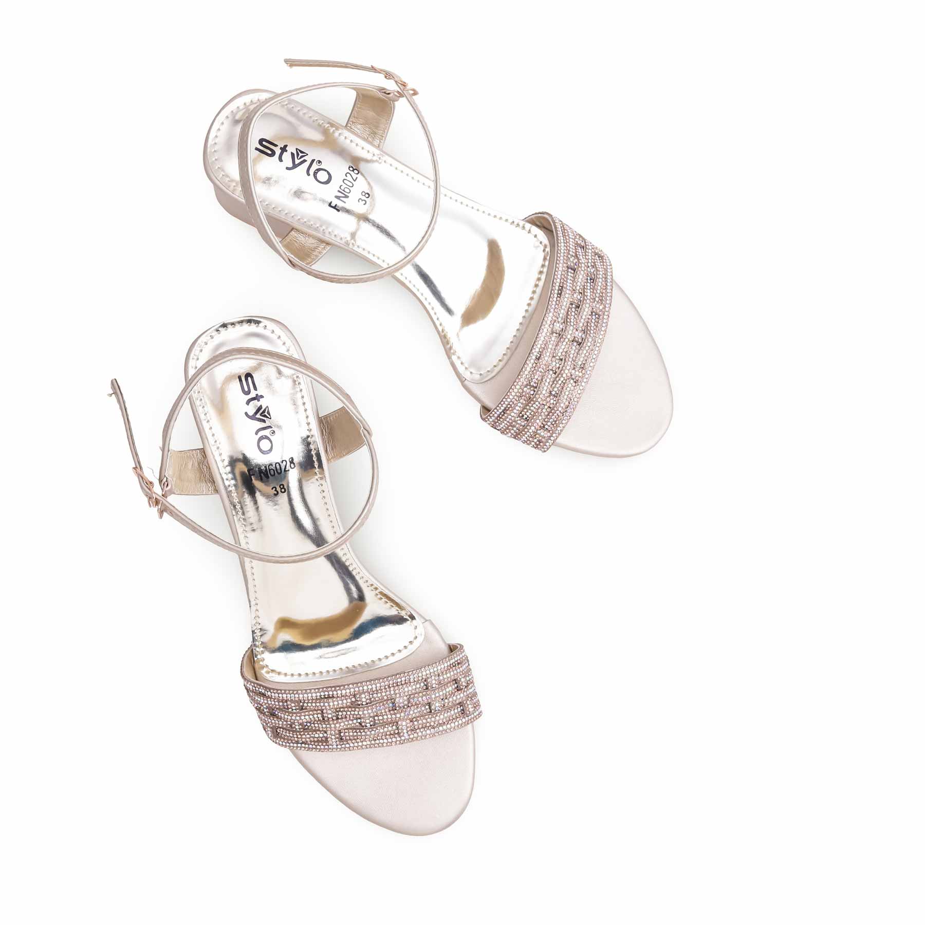 Golden Fancy Sandal for Women FN6028 - Image 5