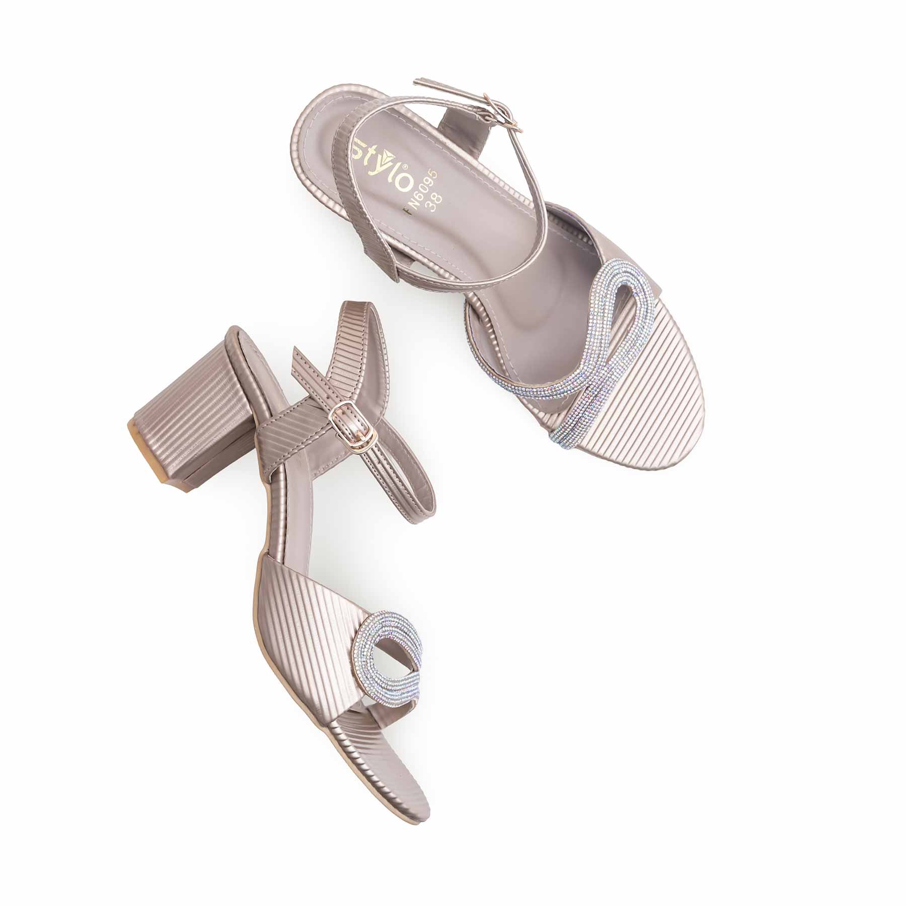 Golden Fancy Sandal for Women FN6095 - Image 5