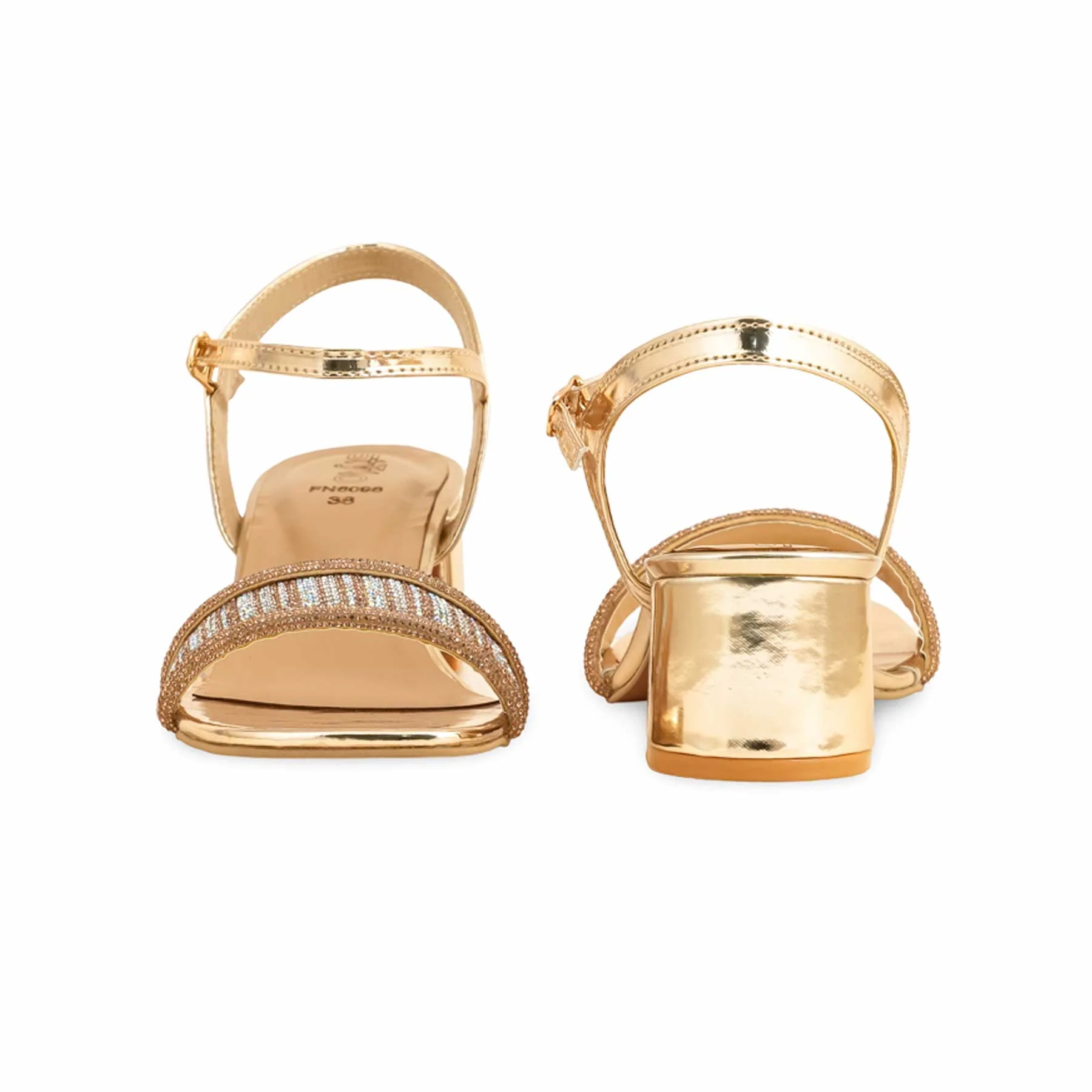 Golden Fancy Sandal For Women FN6098 - Image 4