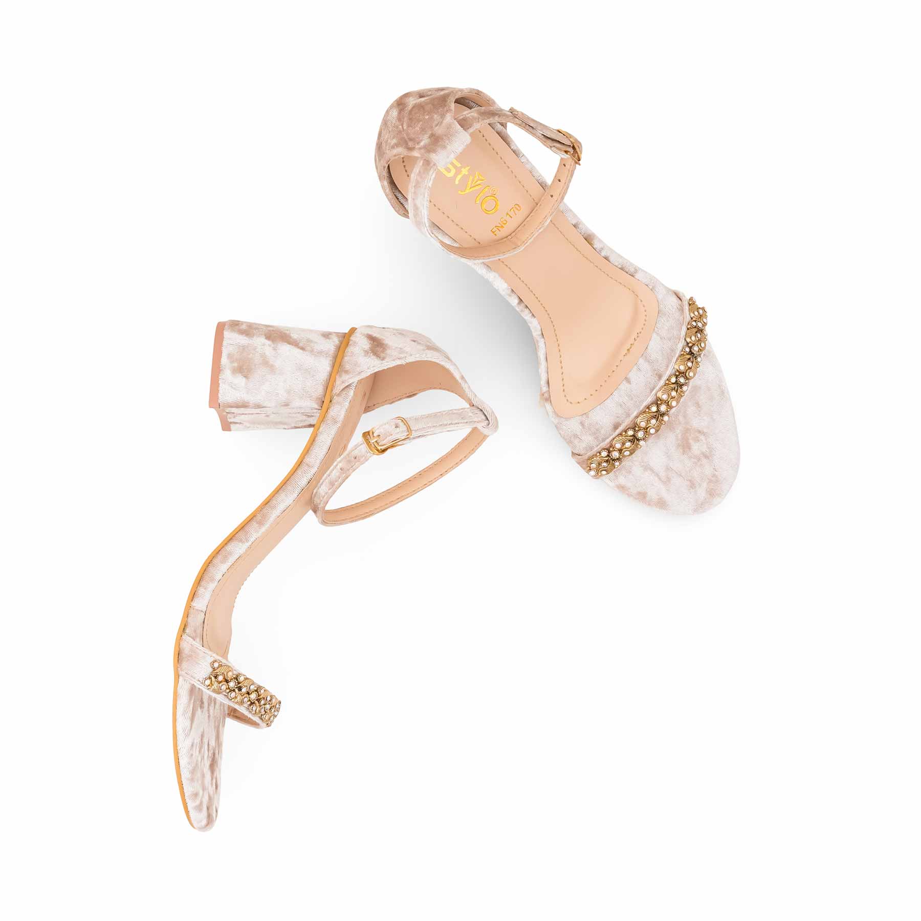 Golden Fancy Sandal For Women FN6170 - Image 5