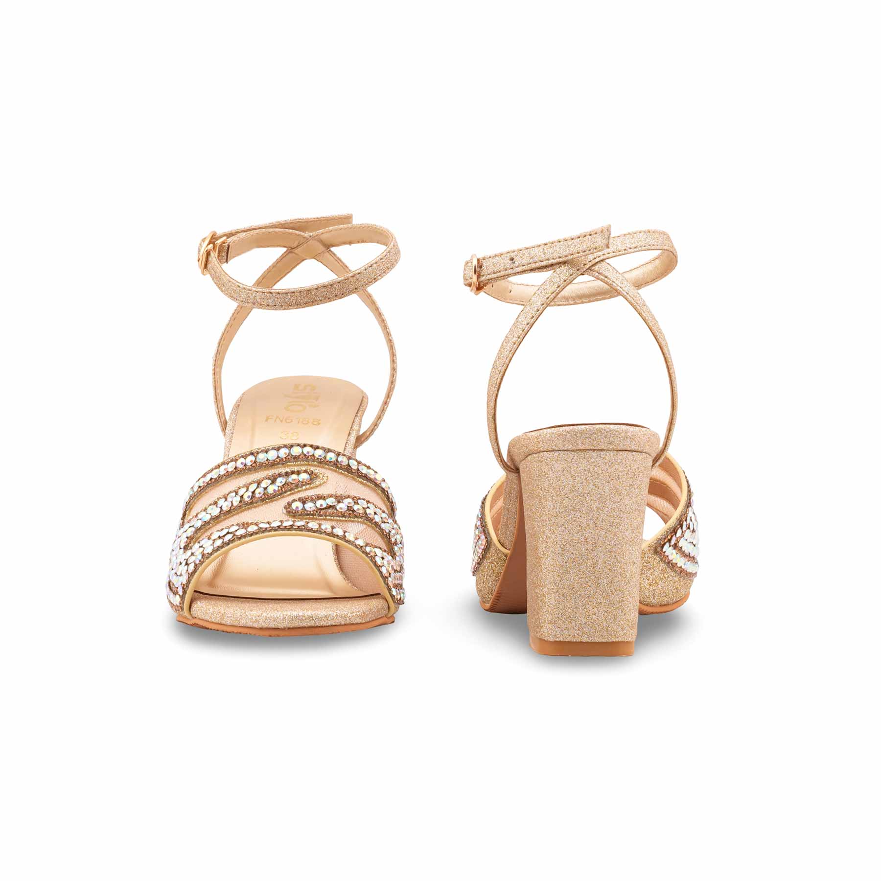 Golden Fancy Sandal For Women FN6188 - Image 4