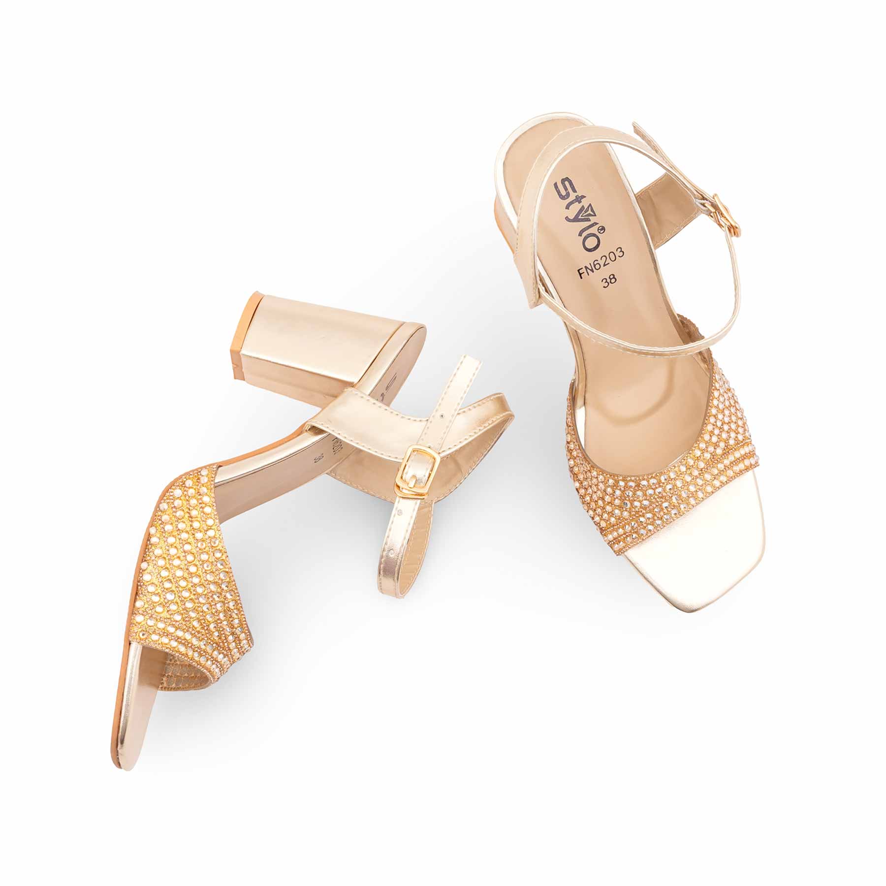 Golden Fancy Sandal For Women FN6203 - Image 5