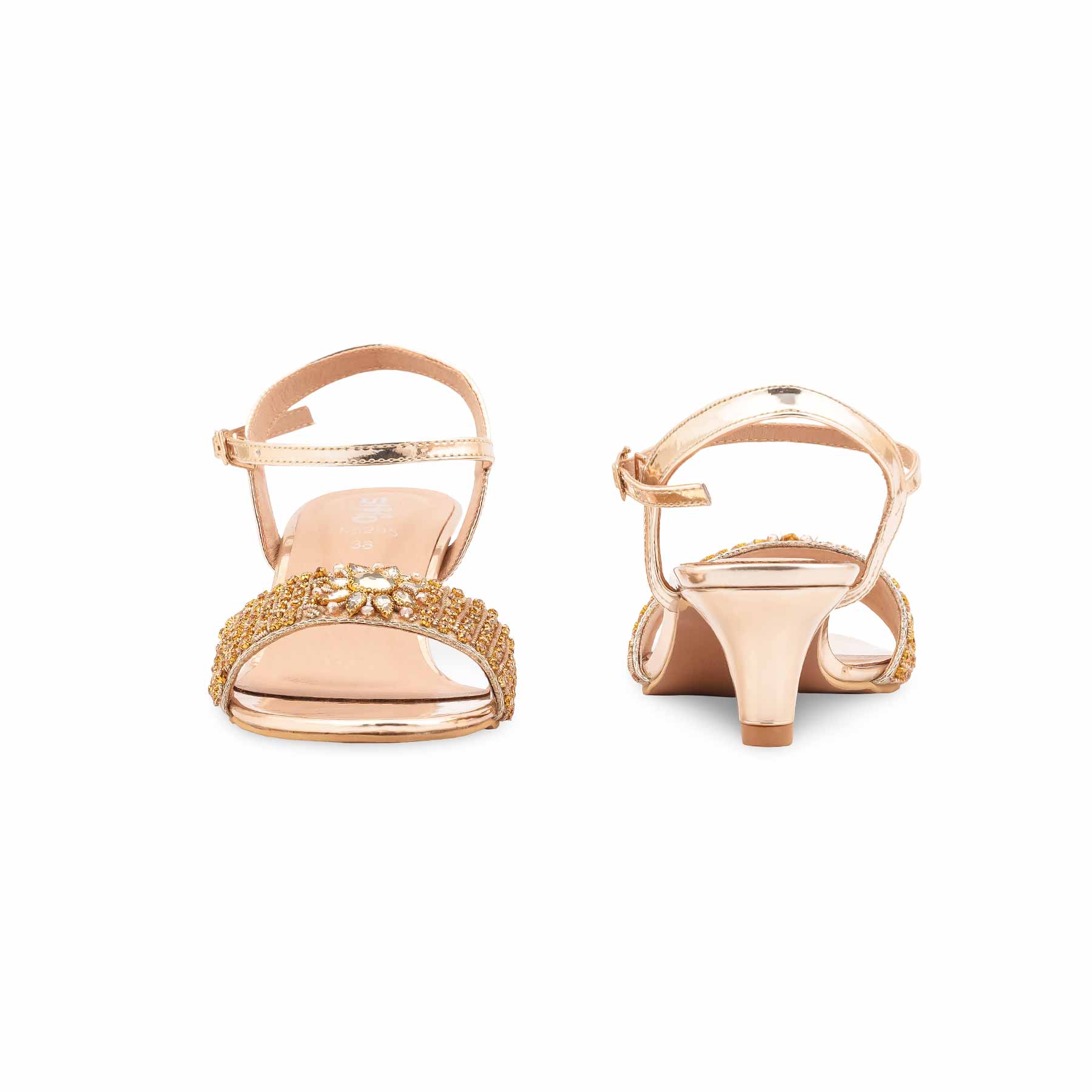 Golden Fancy Sandal For Women FN6205 - Image 4