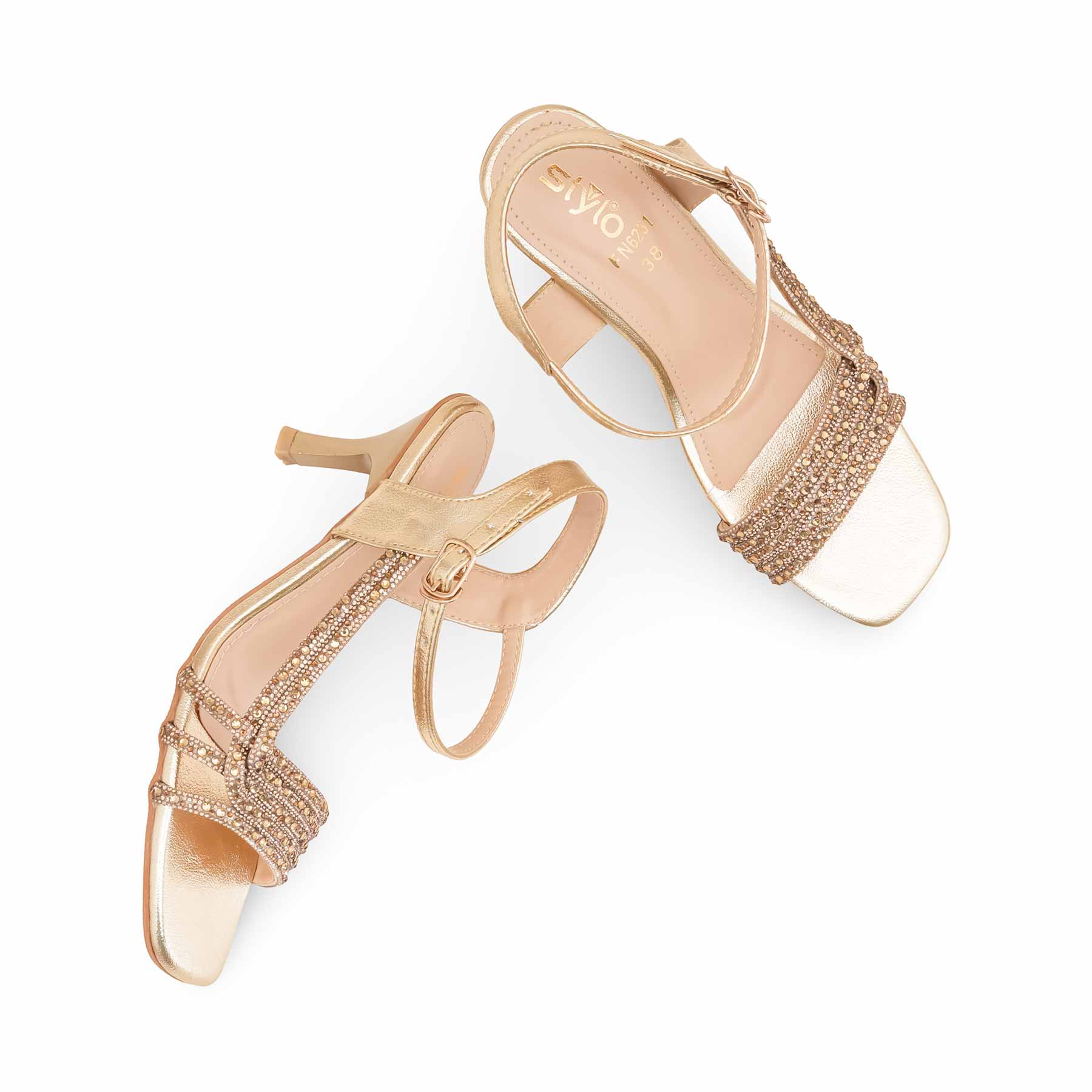 Golden Fancy Sandal For Women FN6251 - Image 5