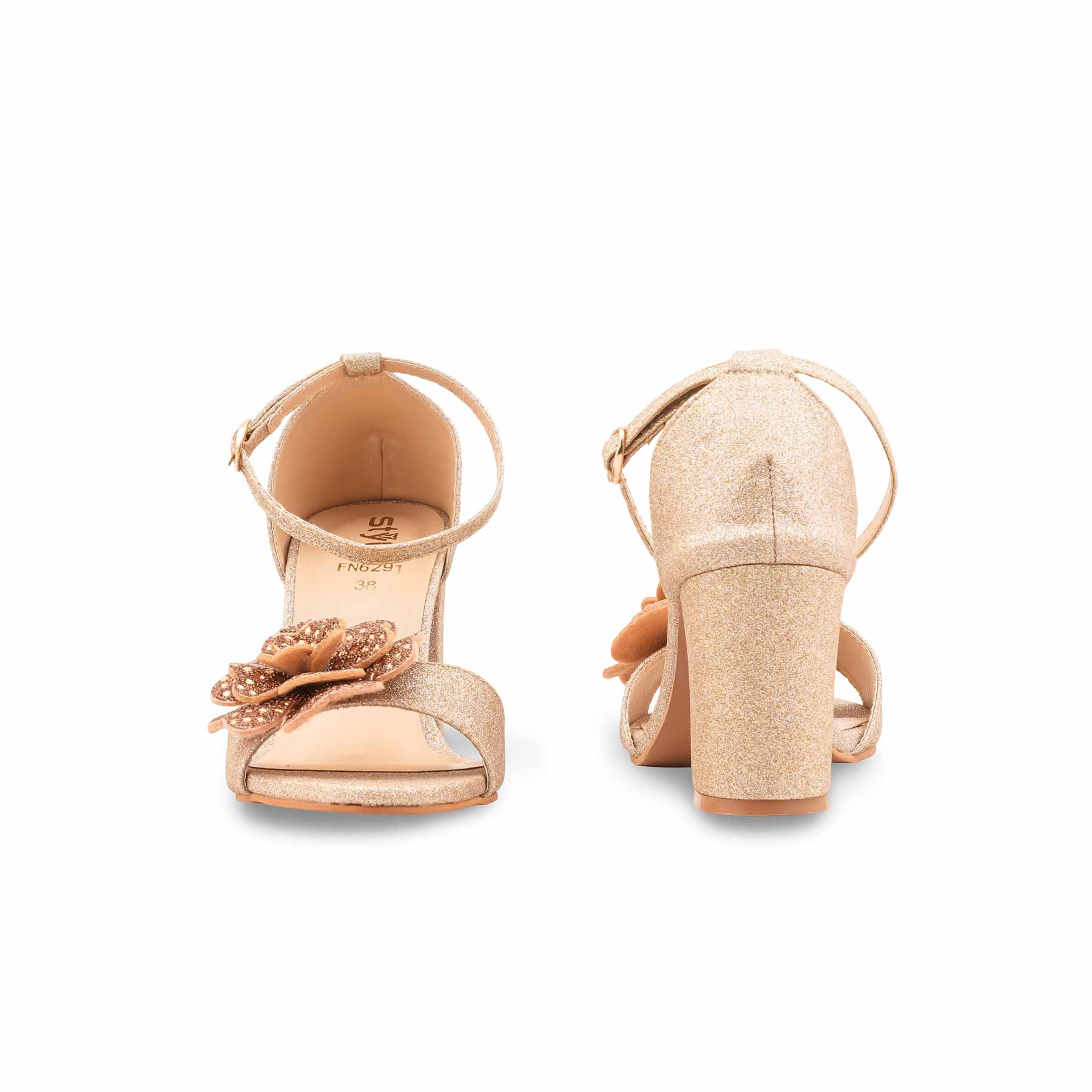Golden Fancy Sandal For Women FN6291 - Image 4