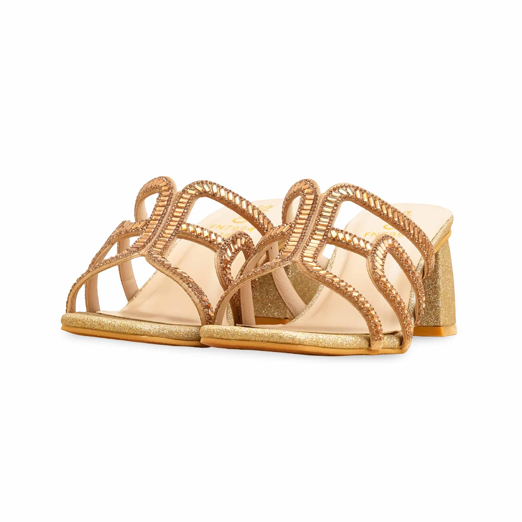 Golden Fancy Slipper For Ladies FN7994 - Image 3