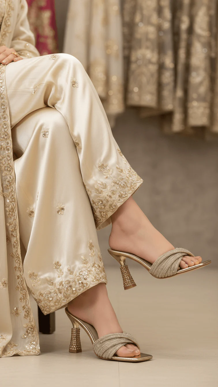 Golden Fancy Slipper For Women FN6246