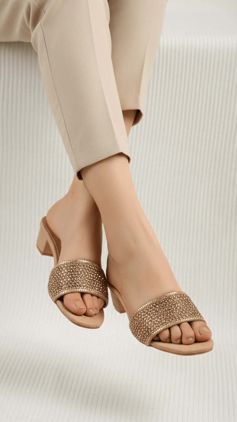 Golden Fancy Slipper For Women FN7960