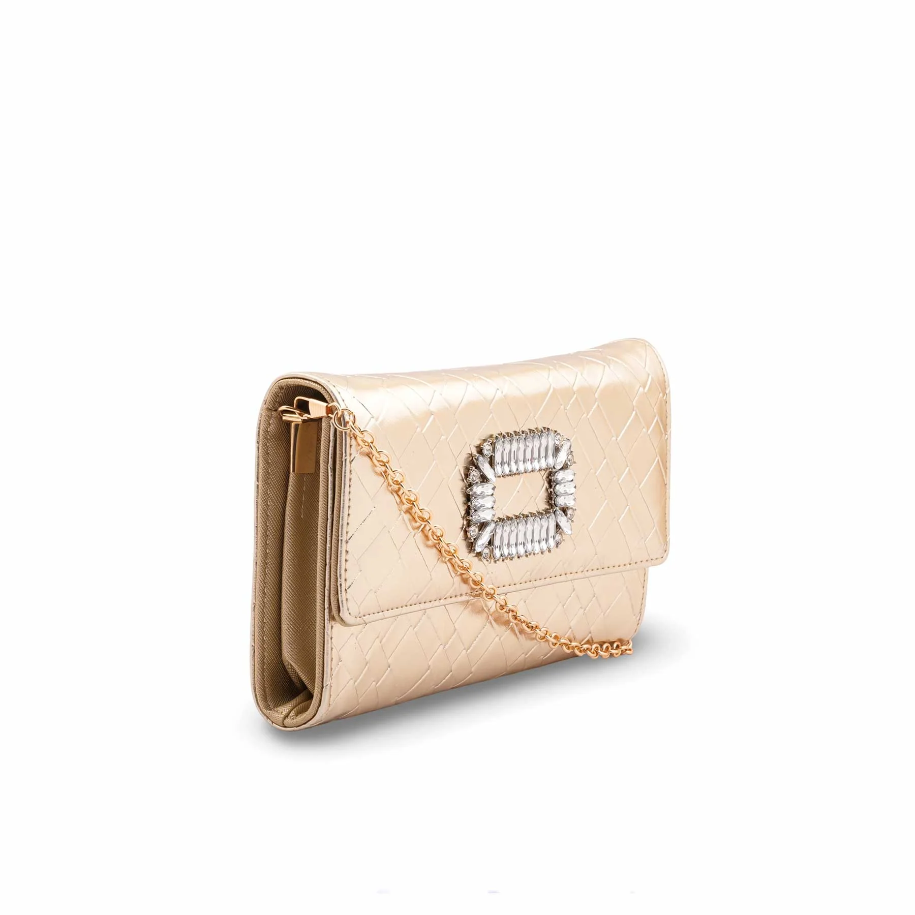 Golden Formal Clutch For Ladies P24423 - Image 3