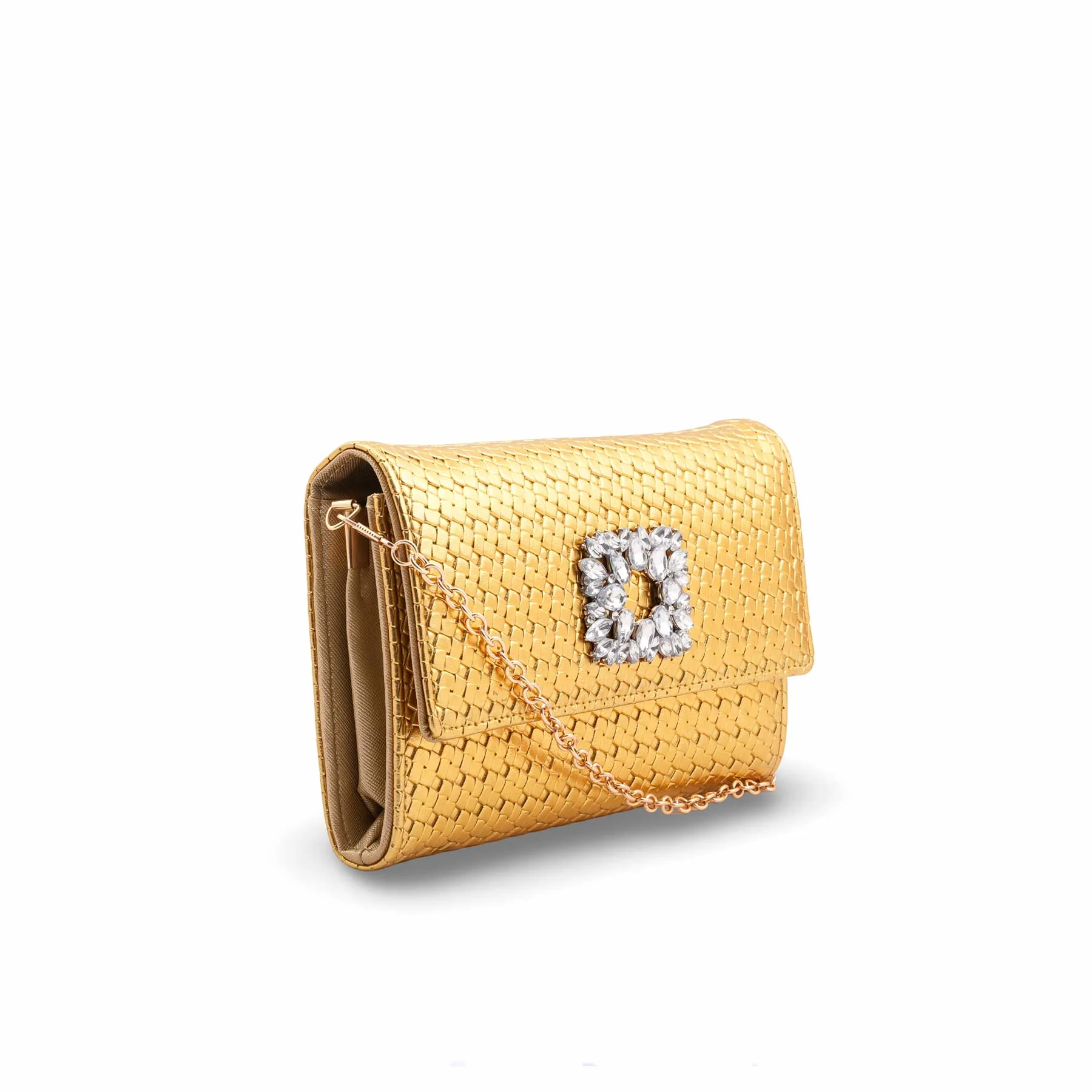 Golden Formal Clutch For Ladies P24424 - Image 3
