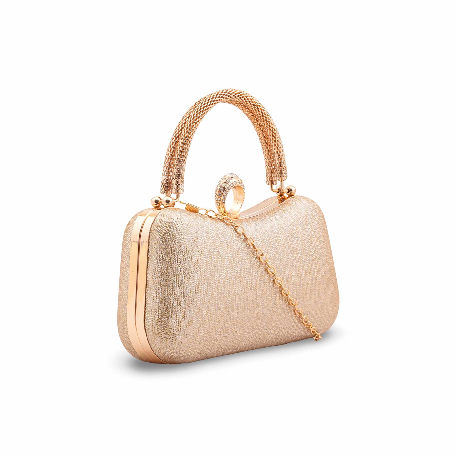 Golden Formal Clutch For Ladies P24437 - Image 3