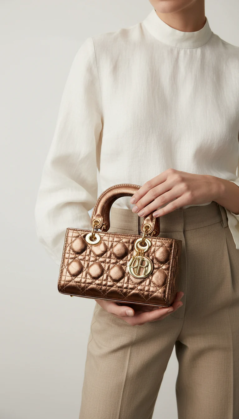 Golden Formal Hand Bag For Ladies P24130