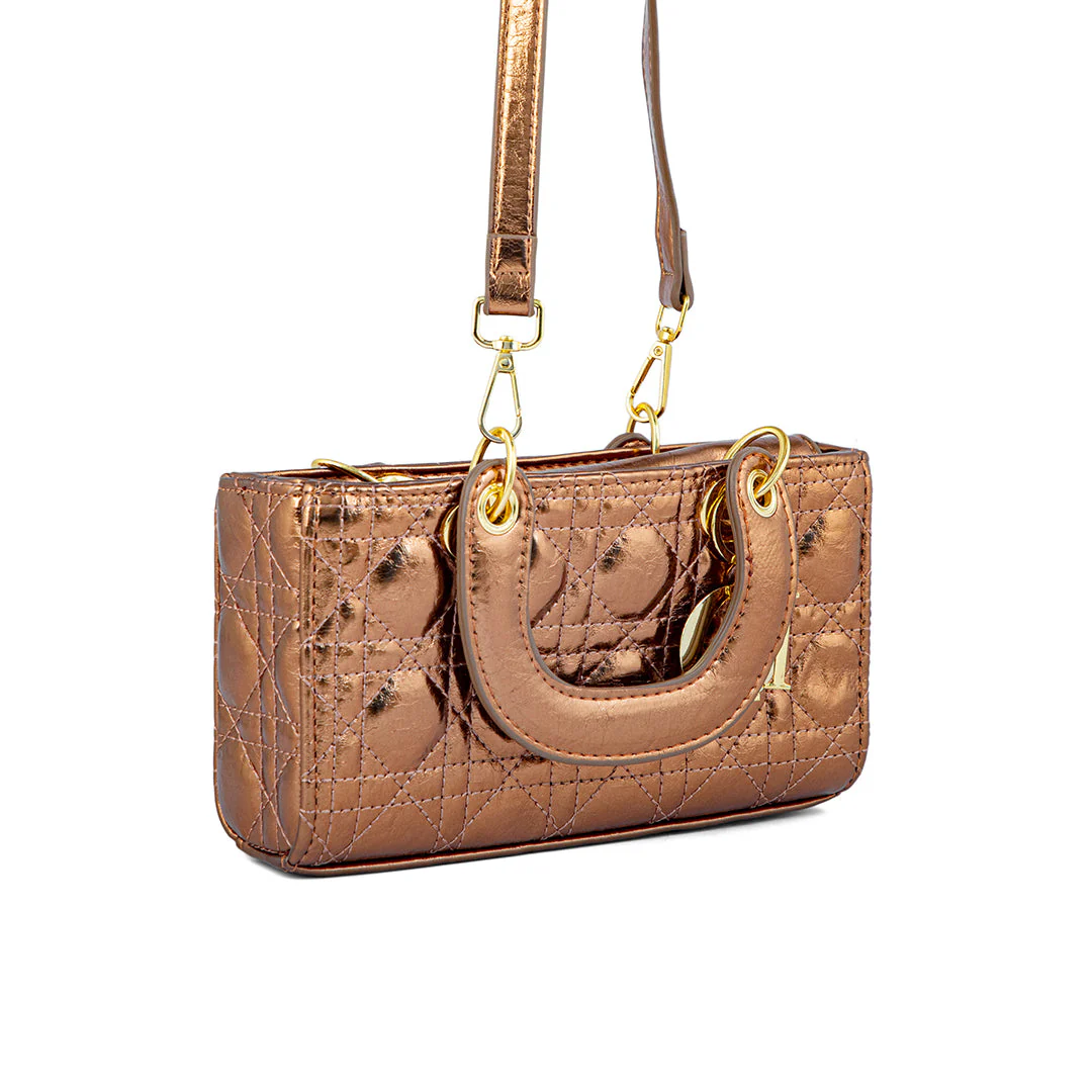Golden Formal Hand Bag For Ladies P24130 - Image 3