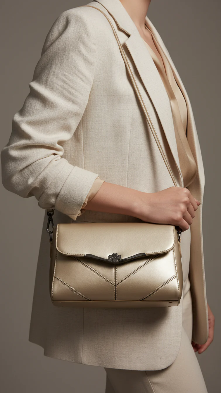 Golden Formal Hand Bag P36252