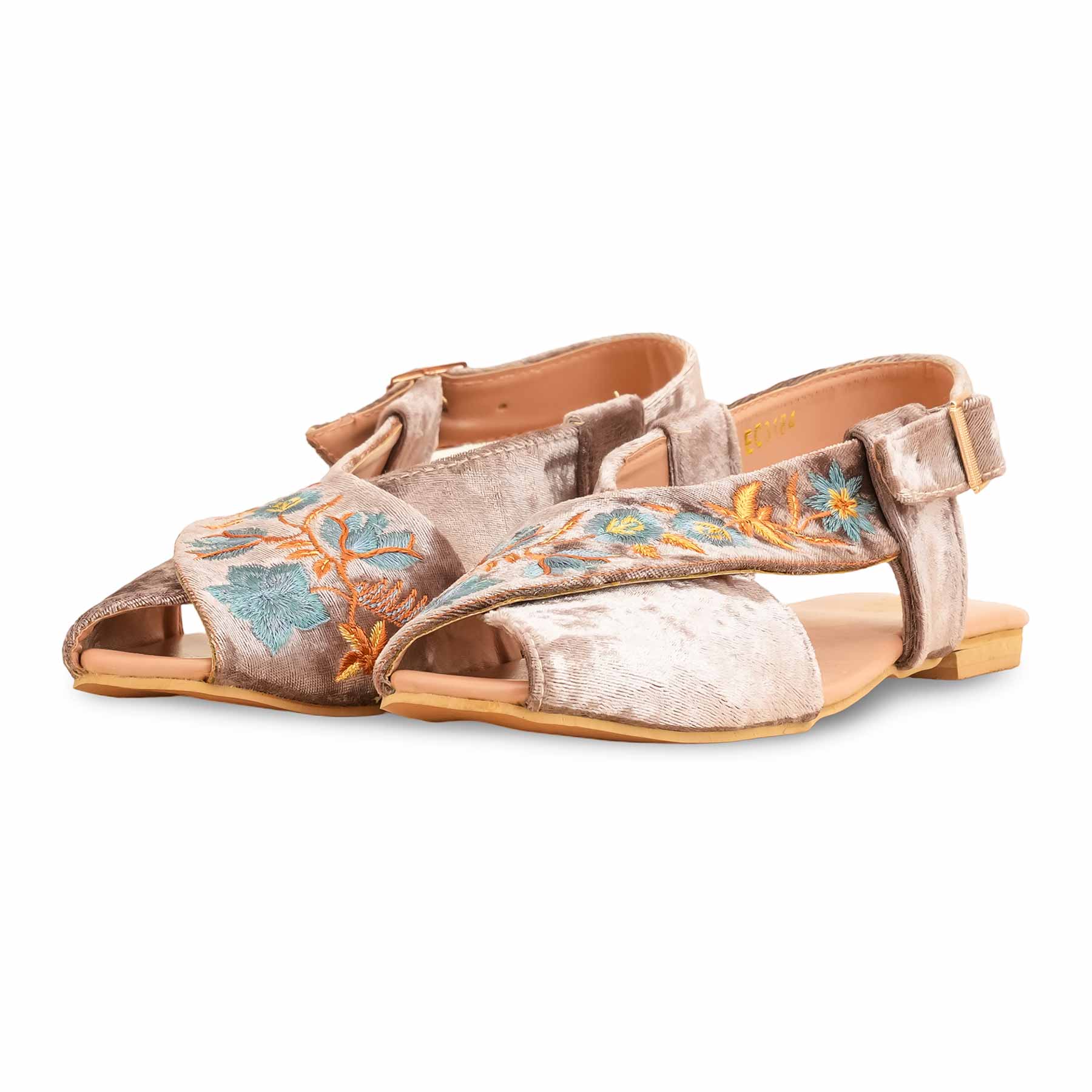 Golden Formal Peshawari Chappal For Ladies EC3184 - Image 3