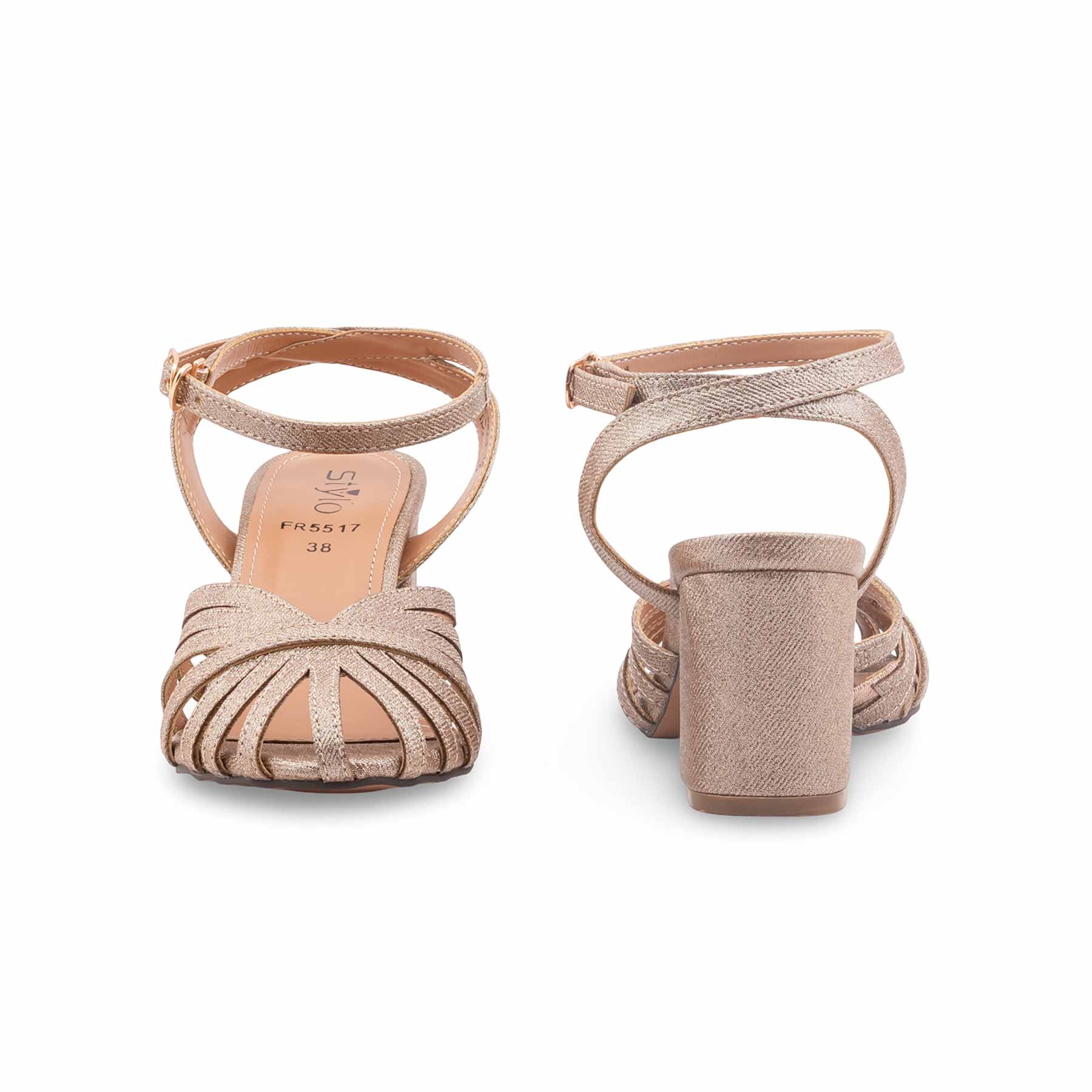 Golden Formal Sandal For Ladies FR5517 - Image 4
